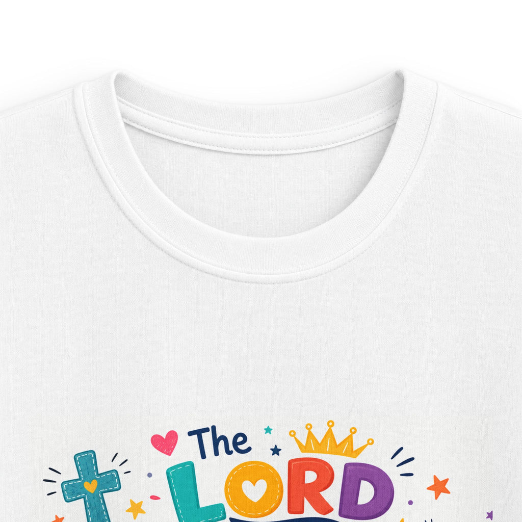 Kids Tee — "The LORD is My Strength and Shield" Christian Bible Verse Shirt