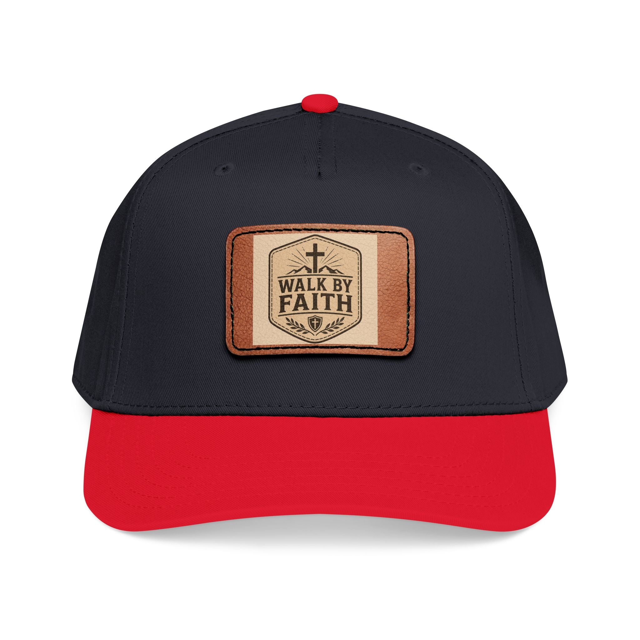 Mid Profile Baseball Cap with Leather Patch (Rectangle)