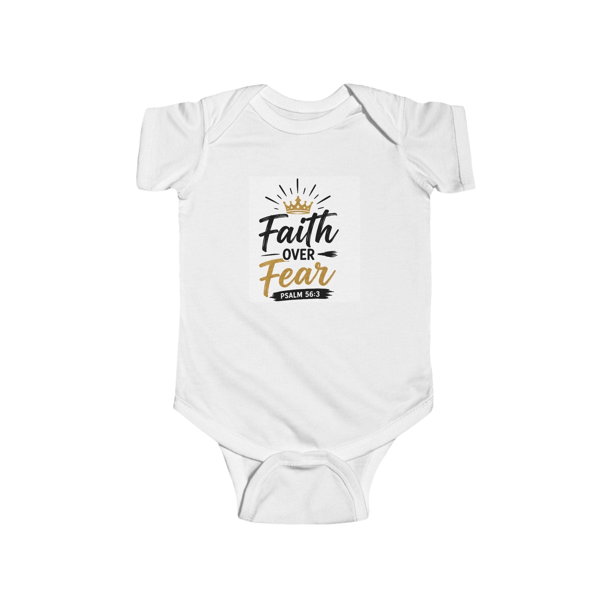 Infant Bodysuit - "Faith Over Fear" Christian Baby Onesie (Psalm 56:3)