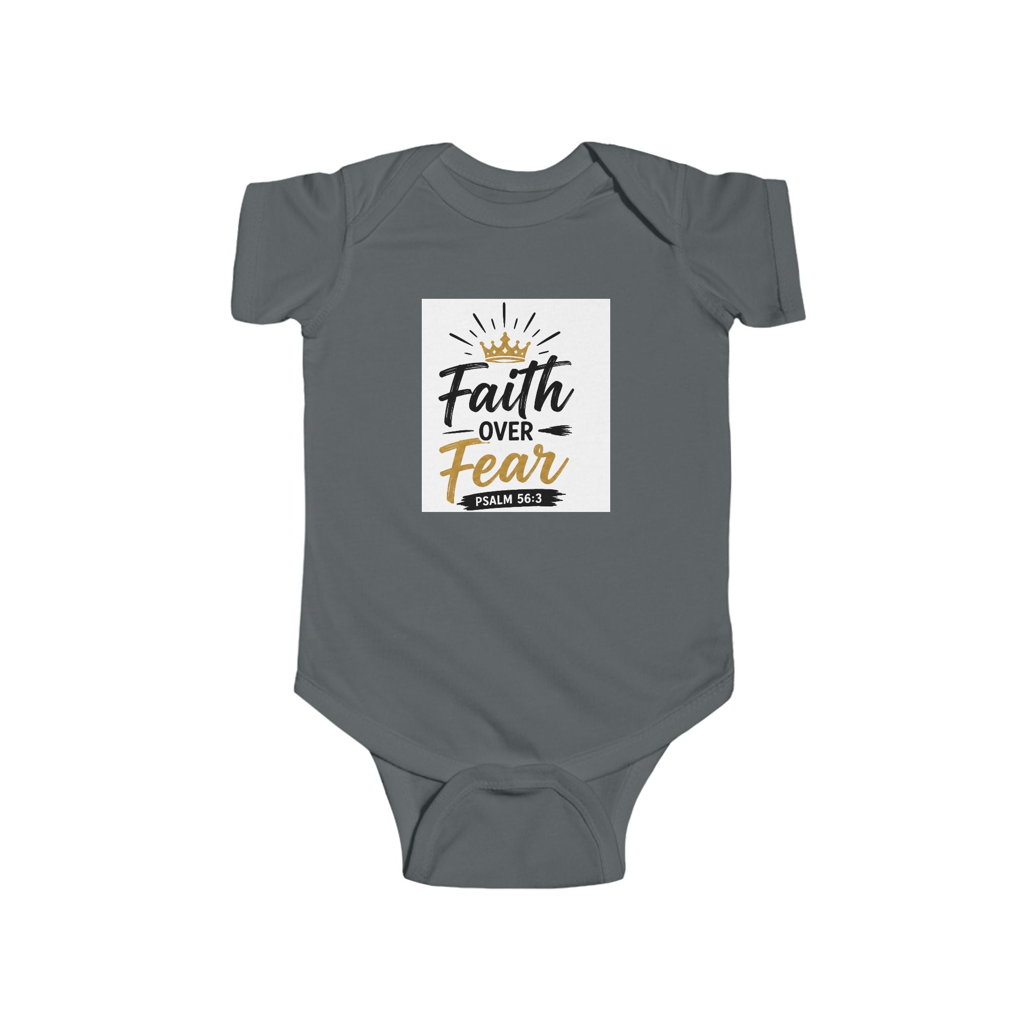Infant Bodysuit - "Faith Over Fear" Christian Baby Onesie (Psalm 56:3)
