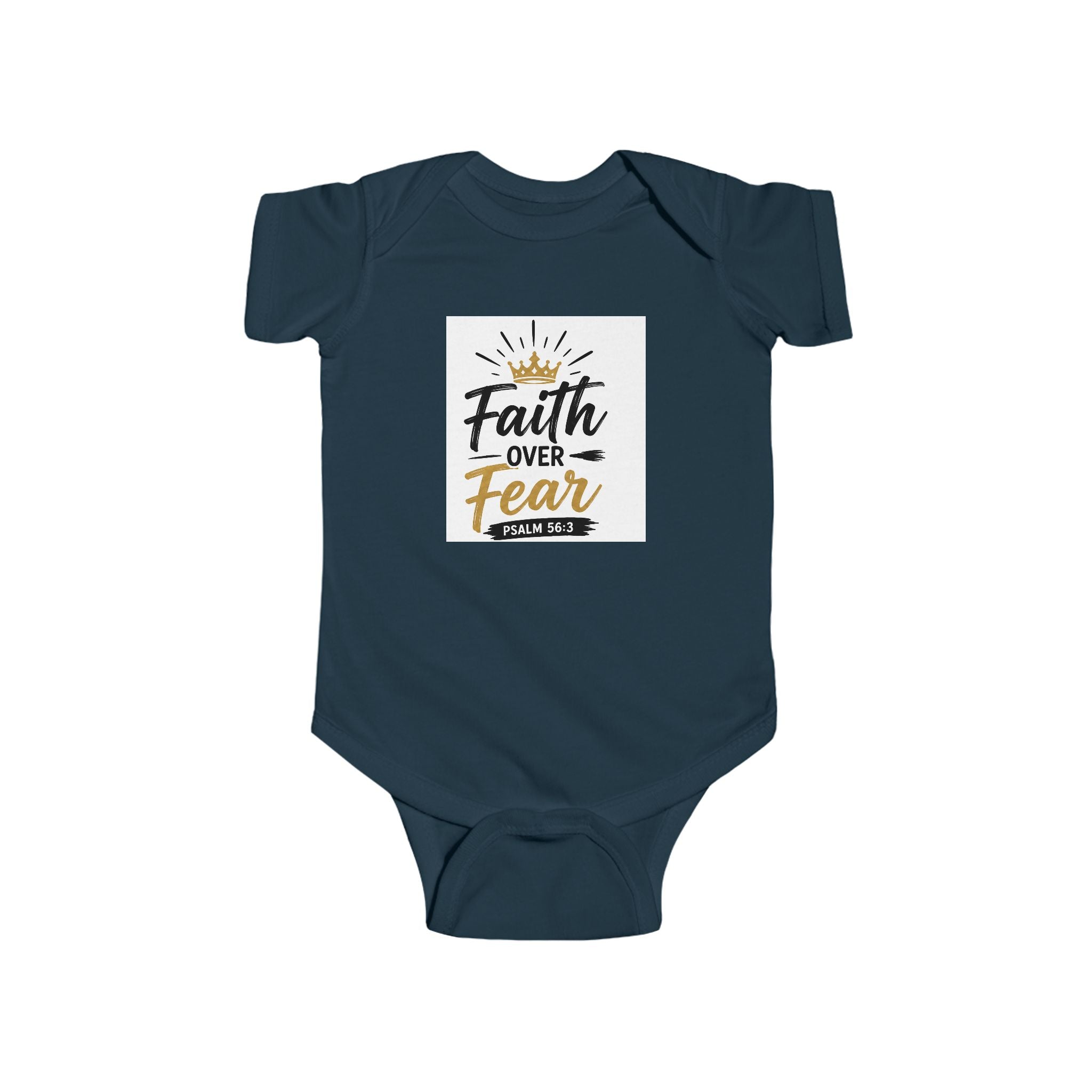 Infant Bodysuit - "Faith Over Fear" Christian Baby Onesie (Psalm 56:3)