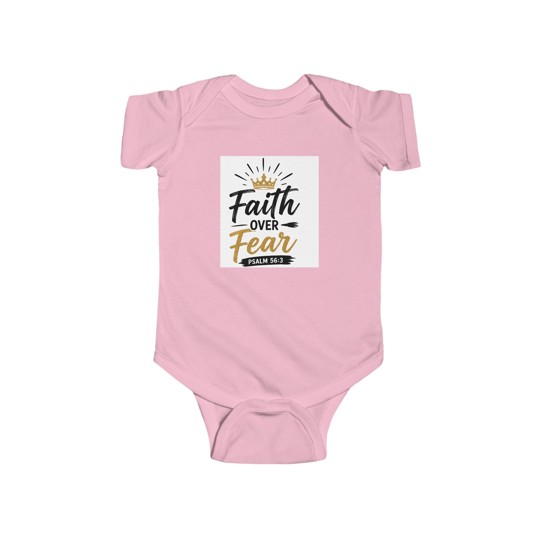 Infant Bodysuit - "Faith Over Fear" Christian Baby Onesie (Psalm 56:3)