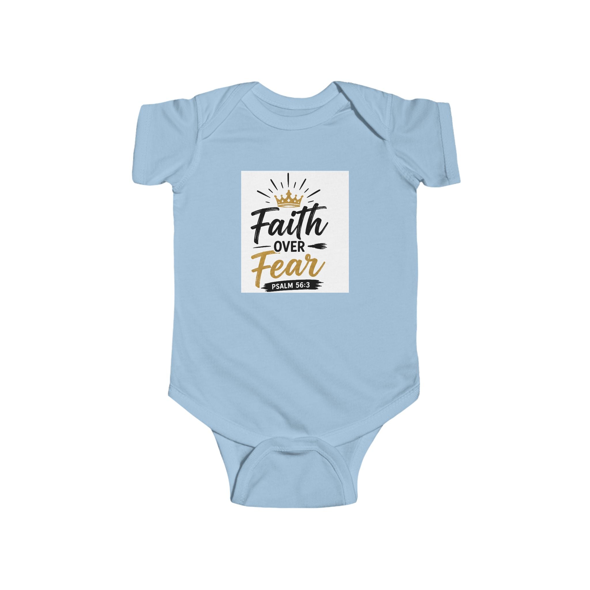 Infant Bodysuit - "Faith Over Fear" Christian Baby Onesie (Psalm 56:3)