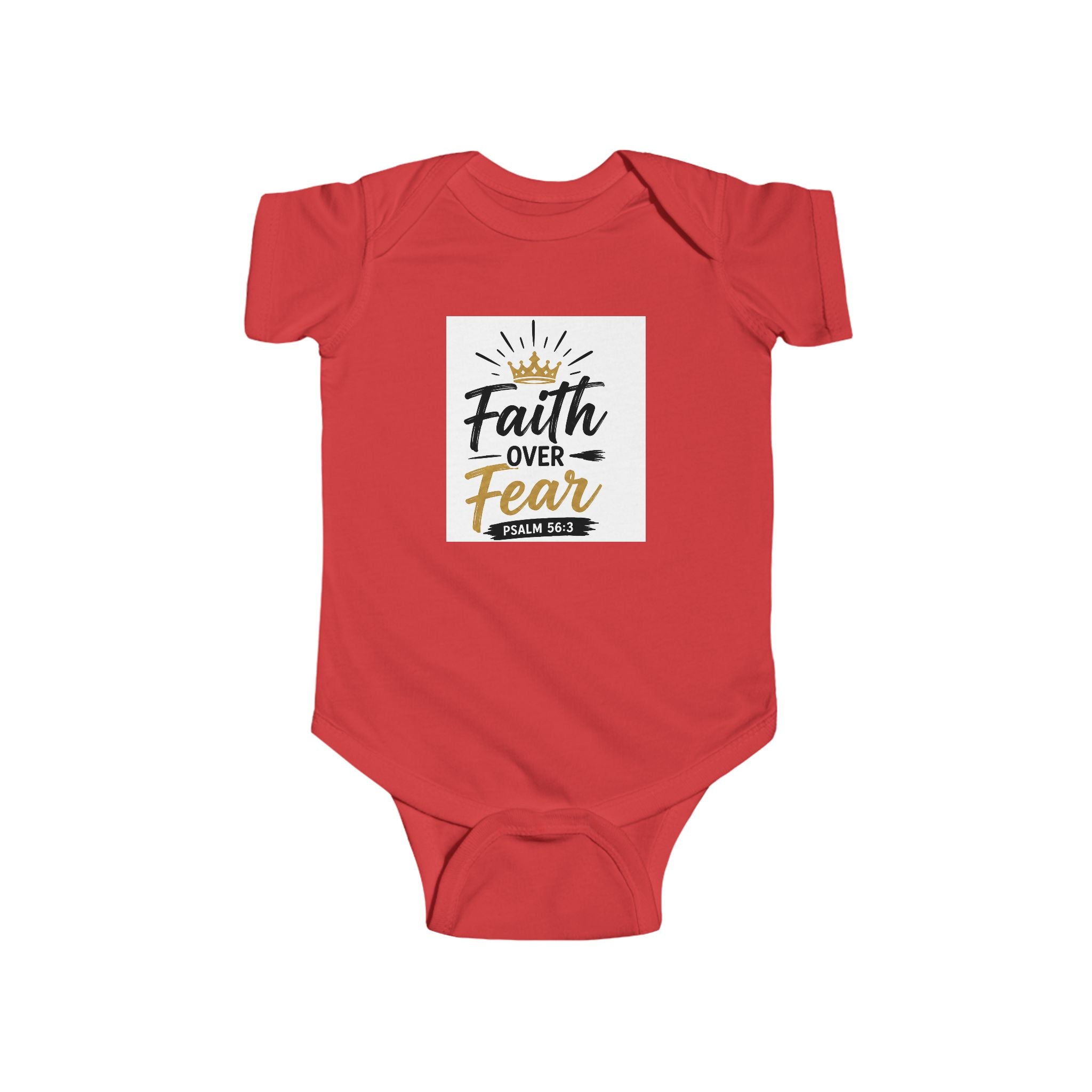 Infant Bodysuit - "Faith Over Fear" Christian Baby Onesie (Psalm 56:3)