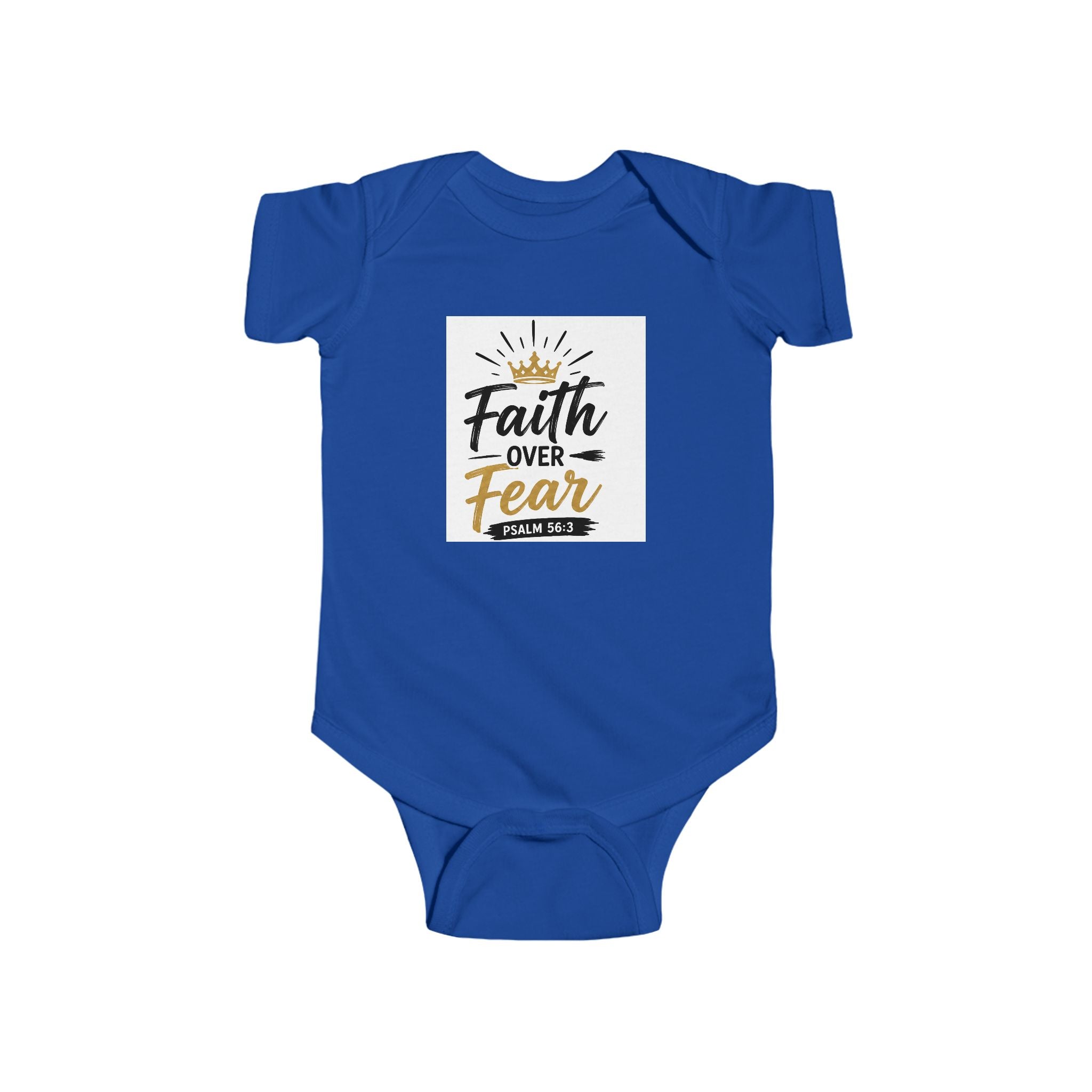 Infant Bodysuit - "Faith Over Fear" Christian Baby Onesie (Psalm 56:3)