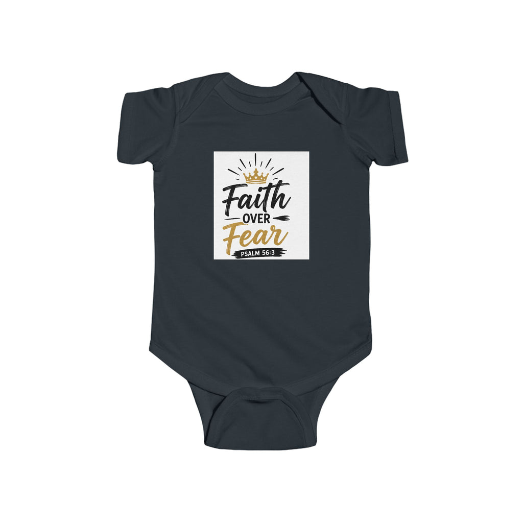 Infant Bodysuit - "Faith Over Fear" Christian Baby Onesie (Psalm 56:3)