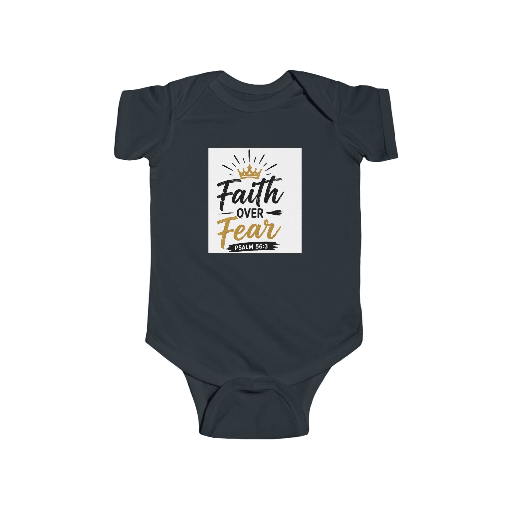 Infant Bodysuit - "Faith Over Fear" Christian Baby Onesie (Psalm 56:3)