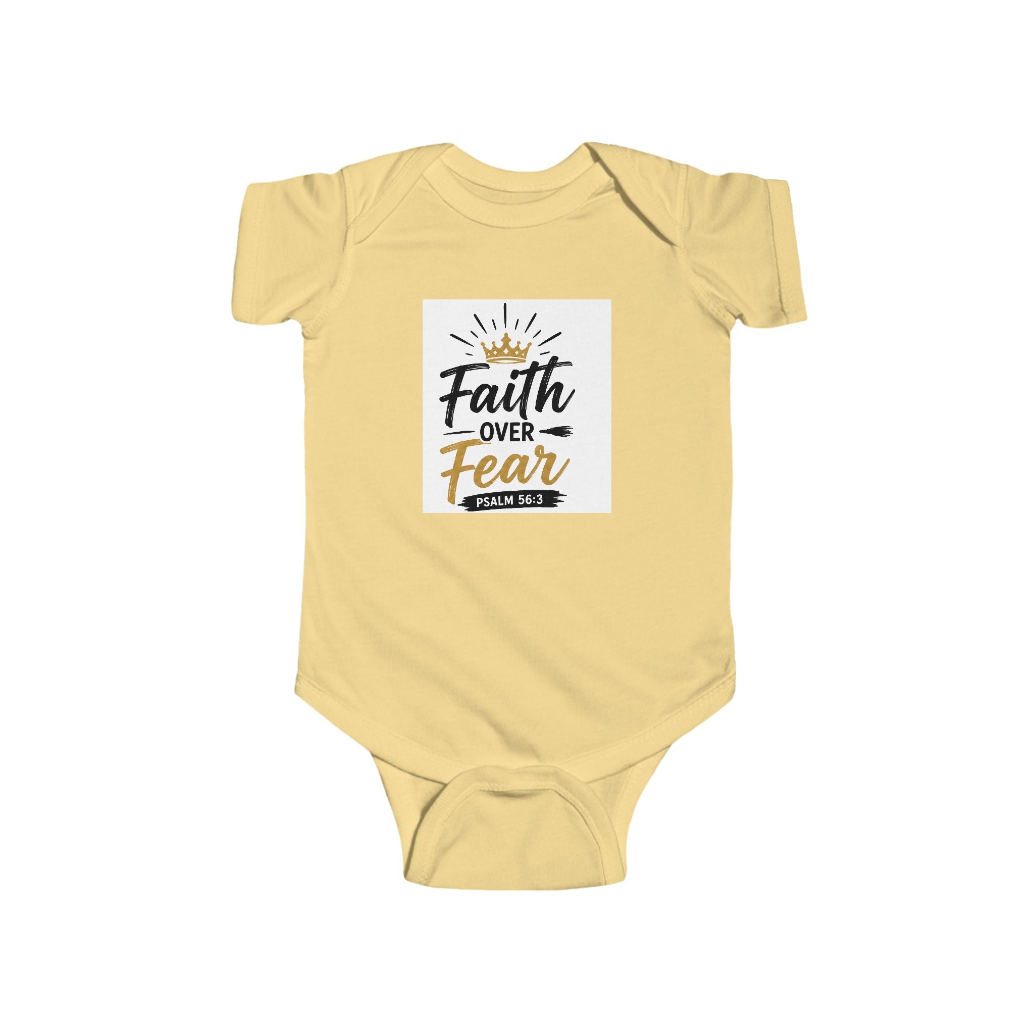Infant Bodysuit - "Faith Over Fear" Christian Baby Onesie (Psalm 56:3)