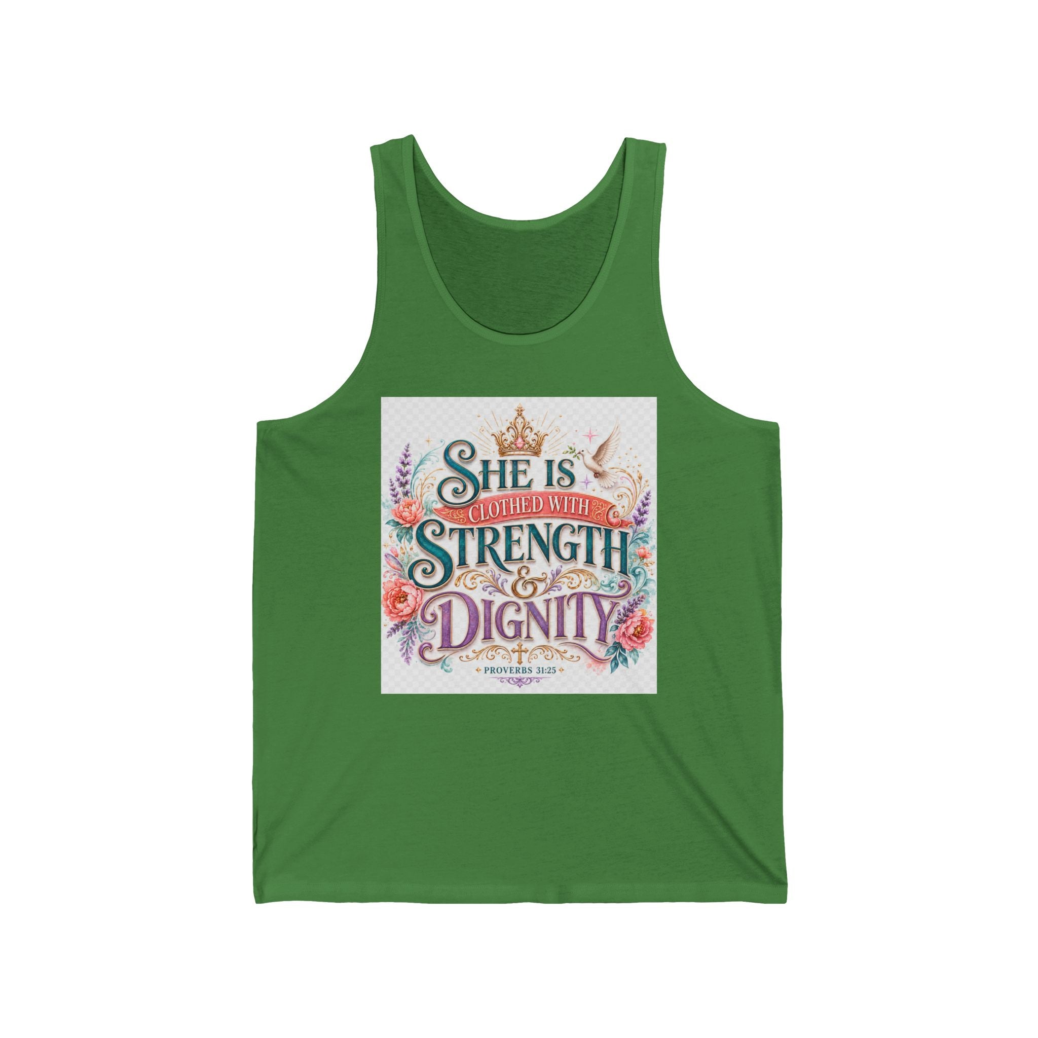 She Is Clothed With Strength & Dignity Tank — Inspirational Floral Women’s Tank Top