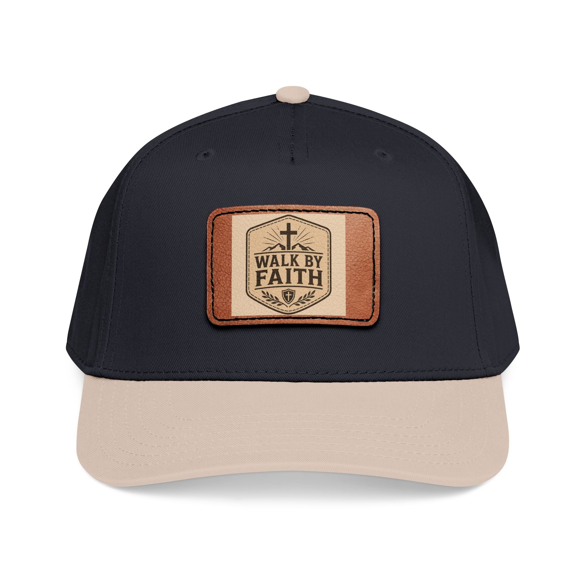 Mid Profile Baseball Cap with Leather Patch (Rectangle)