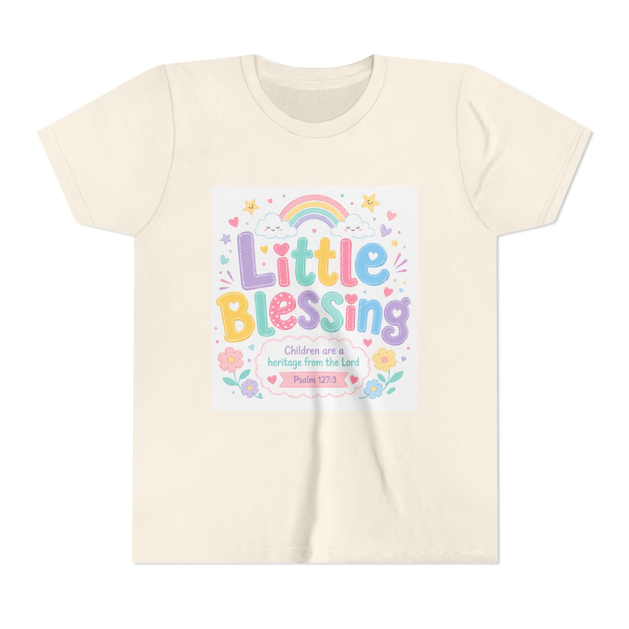 Youth Tee — “Little Blessing” Pastel Rainbow Kids T-Shirt