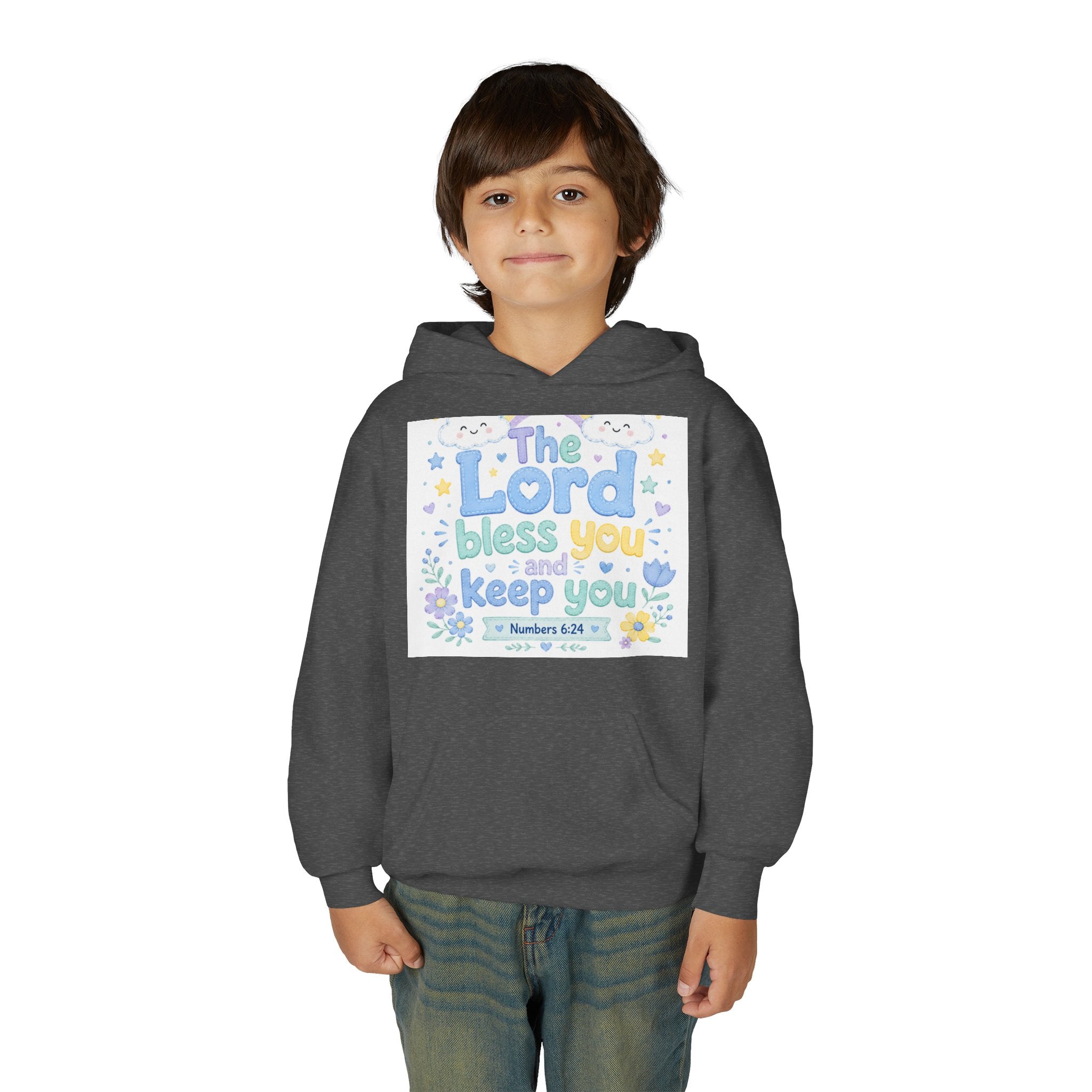 Youth Hoodie — "The Lord Bless You and Keep You" Scripture Sweatshirt (Numbers 6:24)