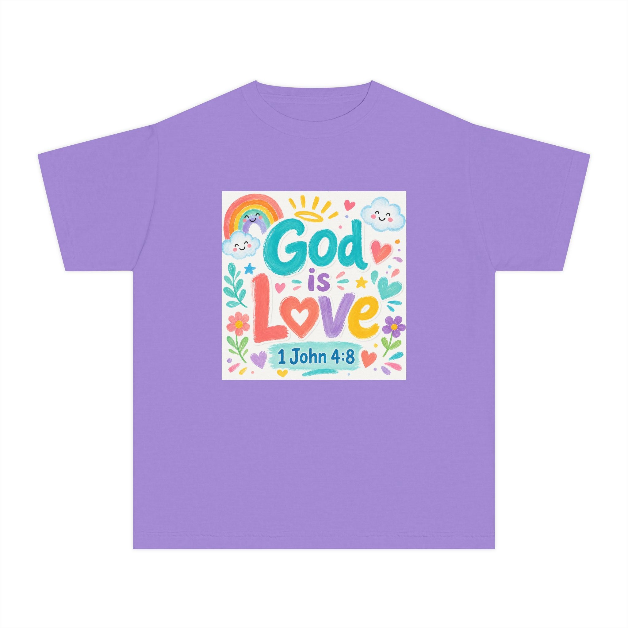 Youth Tee — "God Is Love" Kids Christian T-Shirt (1 John 4:8)