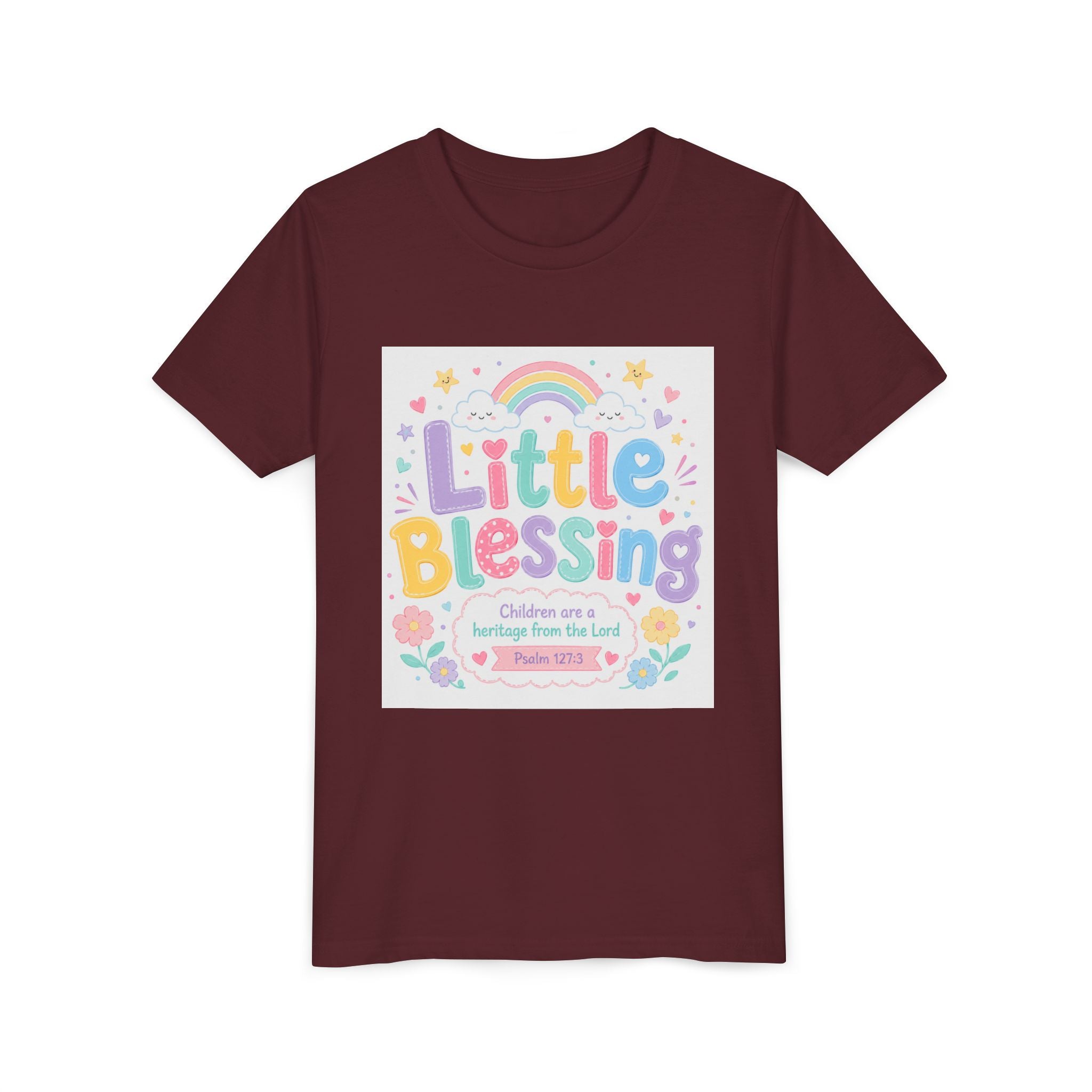 Youth Tee — “Little Blessing” Pastel Rainbow Kids T-Shirt