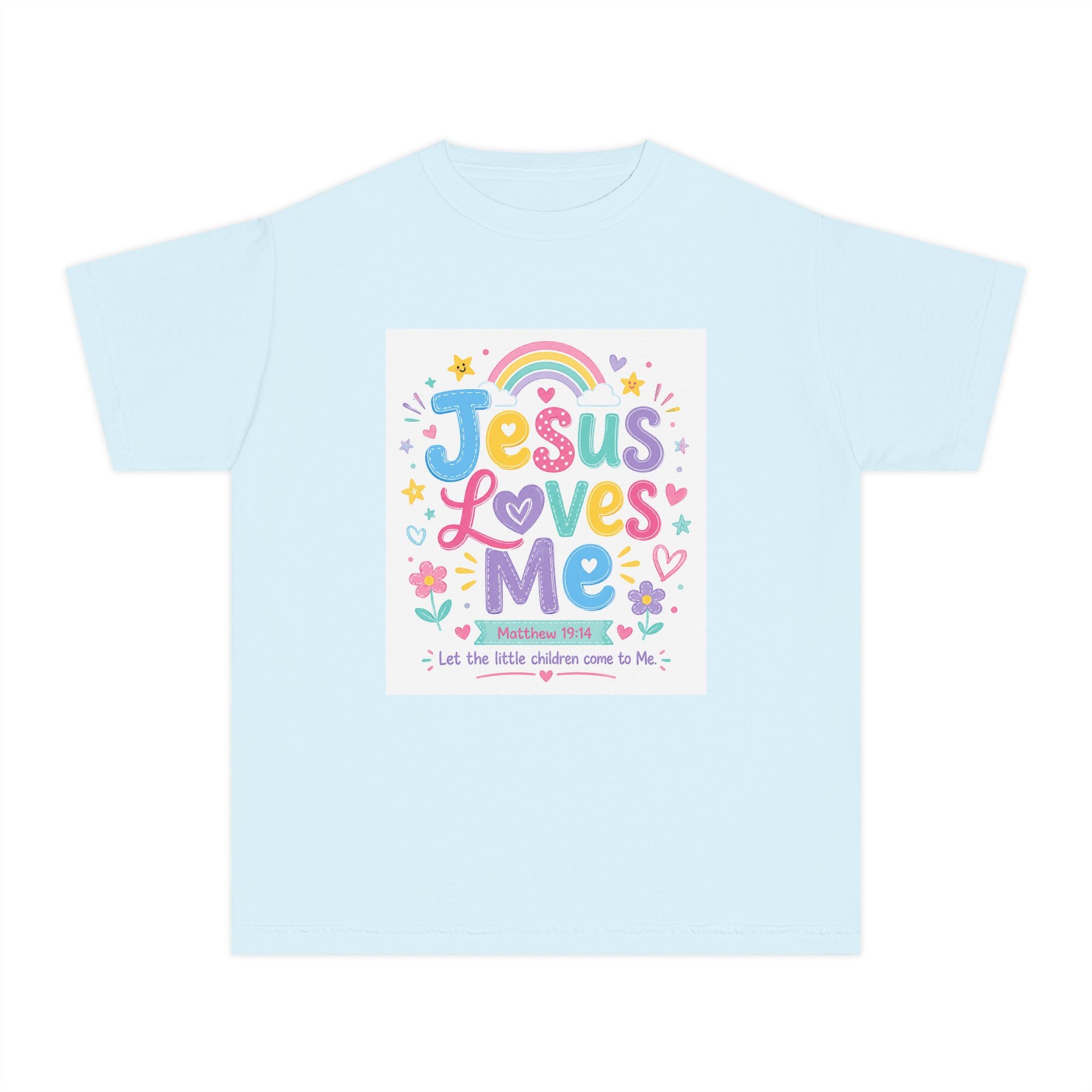 Youth Tee - "Jesus Loves Me" Colorful Kids Christian Graphic Shirt