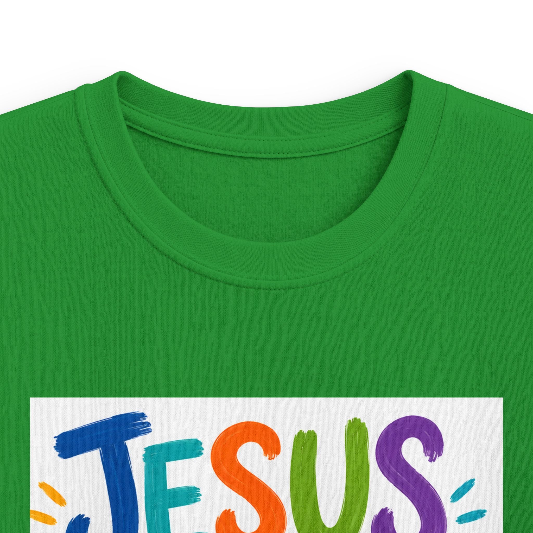 Kids Tee — "Jesus Loves Me" Colorful Scripture T‑Shirt (John 3:16)