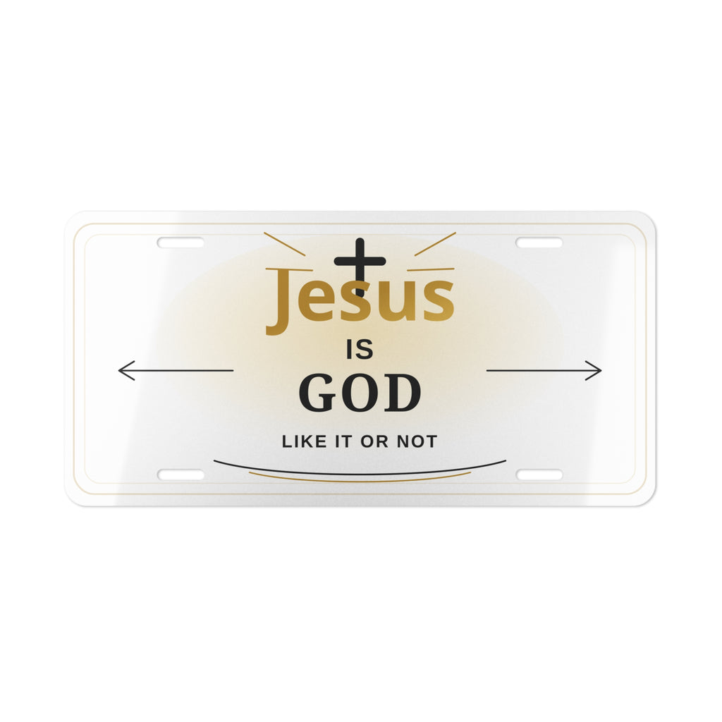 Jesus Is God Vanity Plate — Christian License Plate with Bold Faith Message