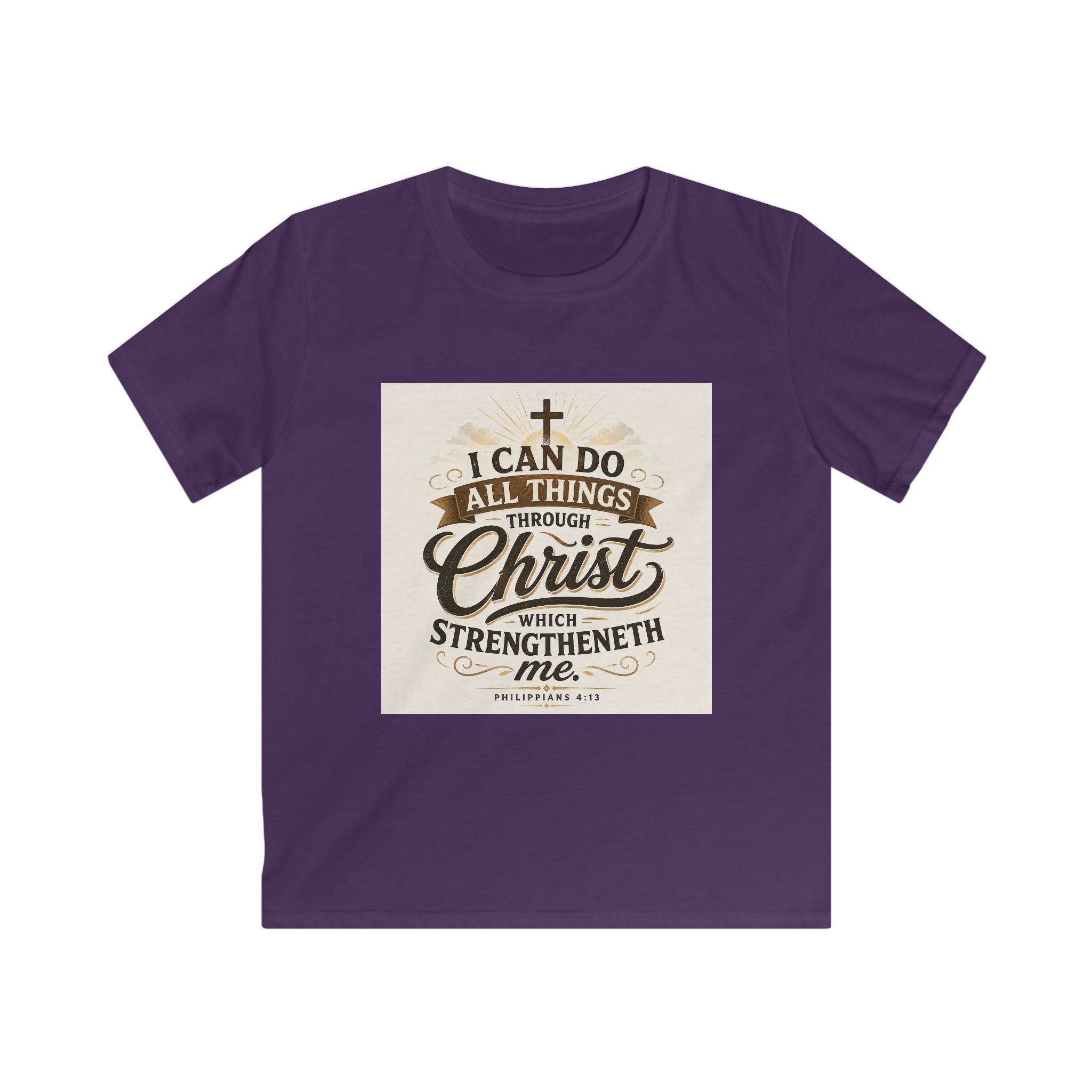 Kids Christian Tee — “I Can Do All Things Through Christ” Bible Verse Shirt