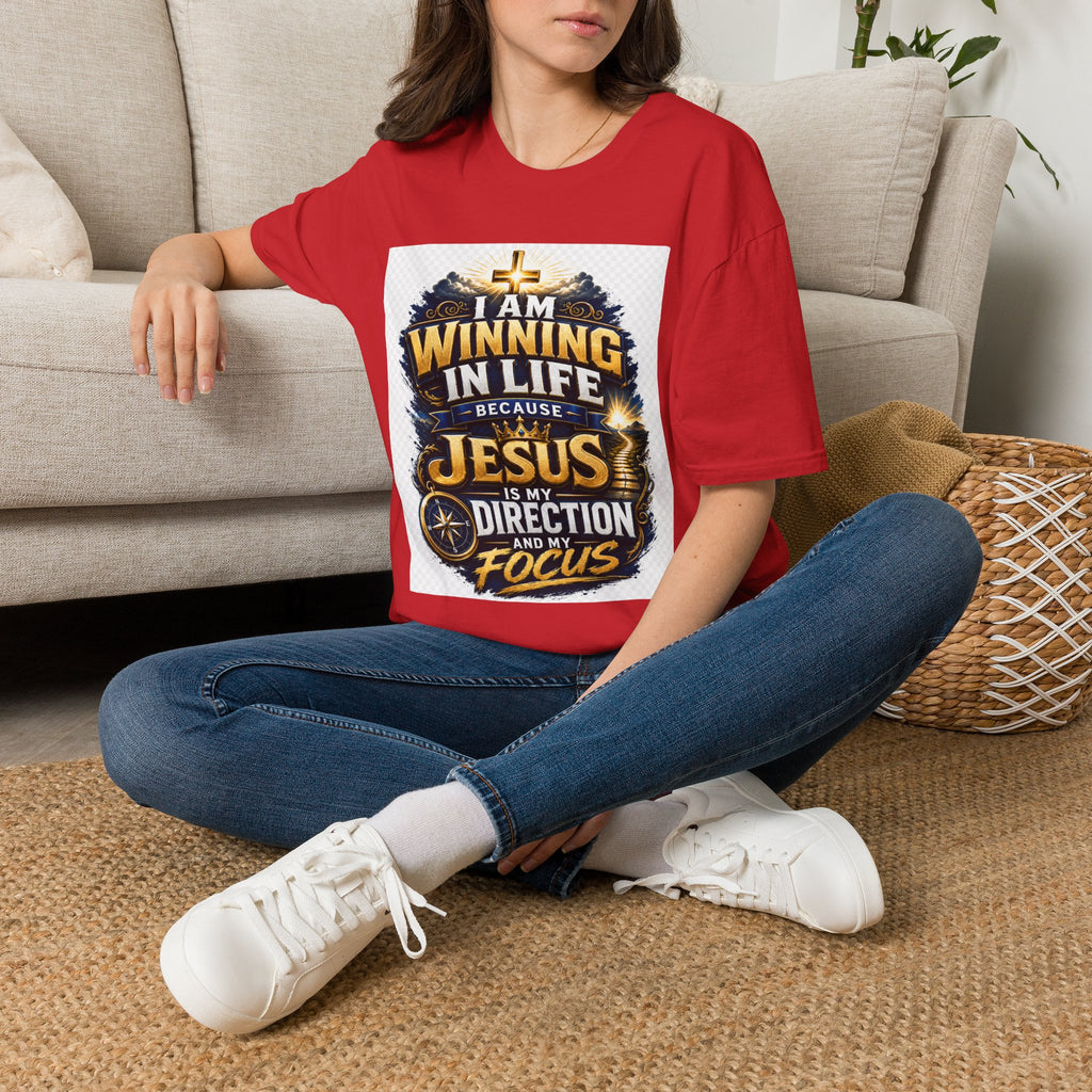I Am Winning In Life Christian T-Shirt — "Jesus Is My Direction" Inspirational Faith Tee