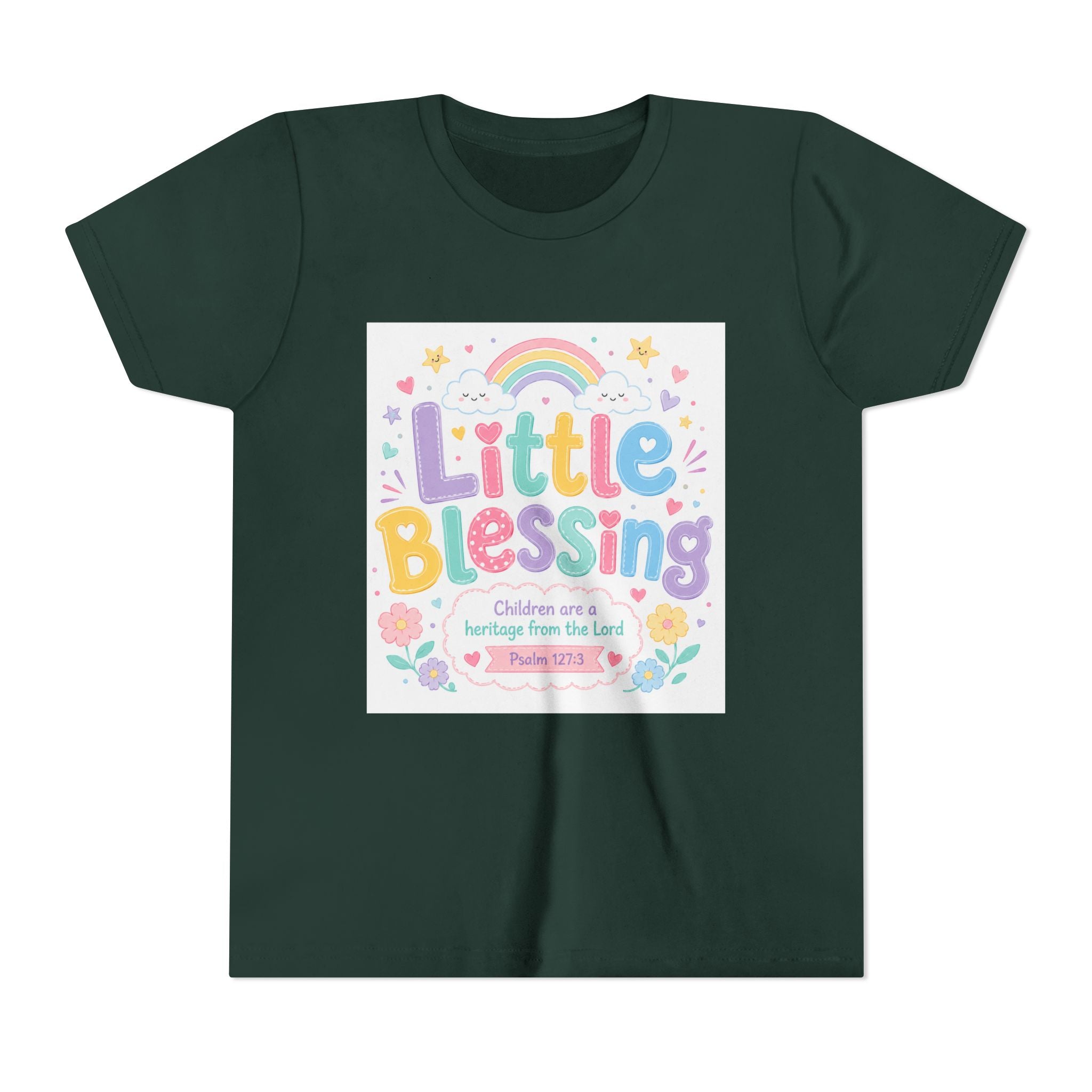 Youth Tee — “Little Blessing” Pastel Rainbow Kids T-Shirt