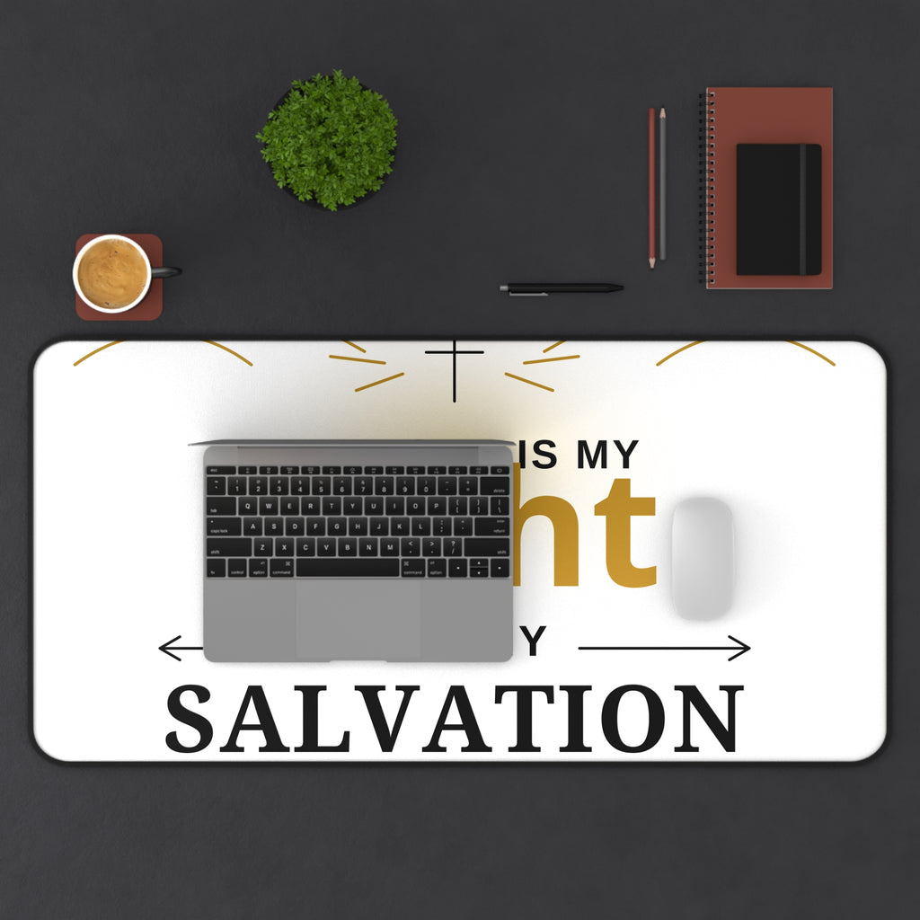 Desk Mat — "The Lord Is My Light and My Salvation" Psalm 27:1 Christian Office Mat