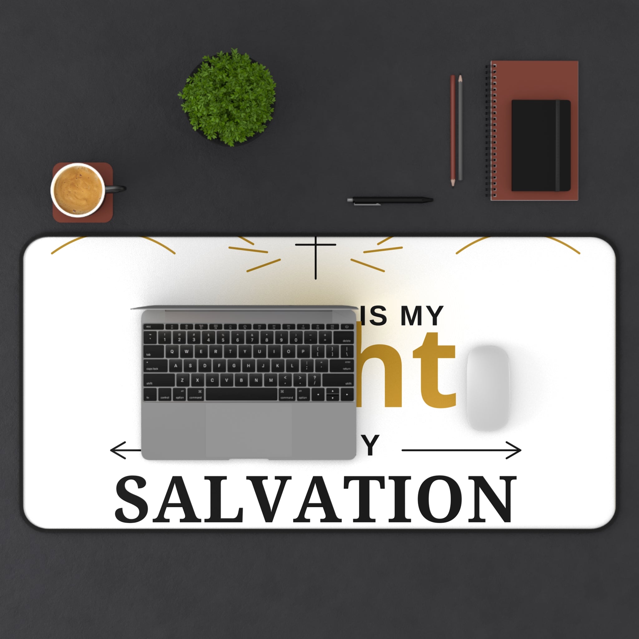 Desk Mat — "The Lord Is My Light and My Salvation" Psalm 27:1 Christian Office Mat