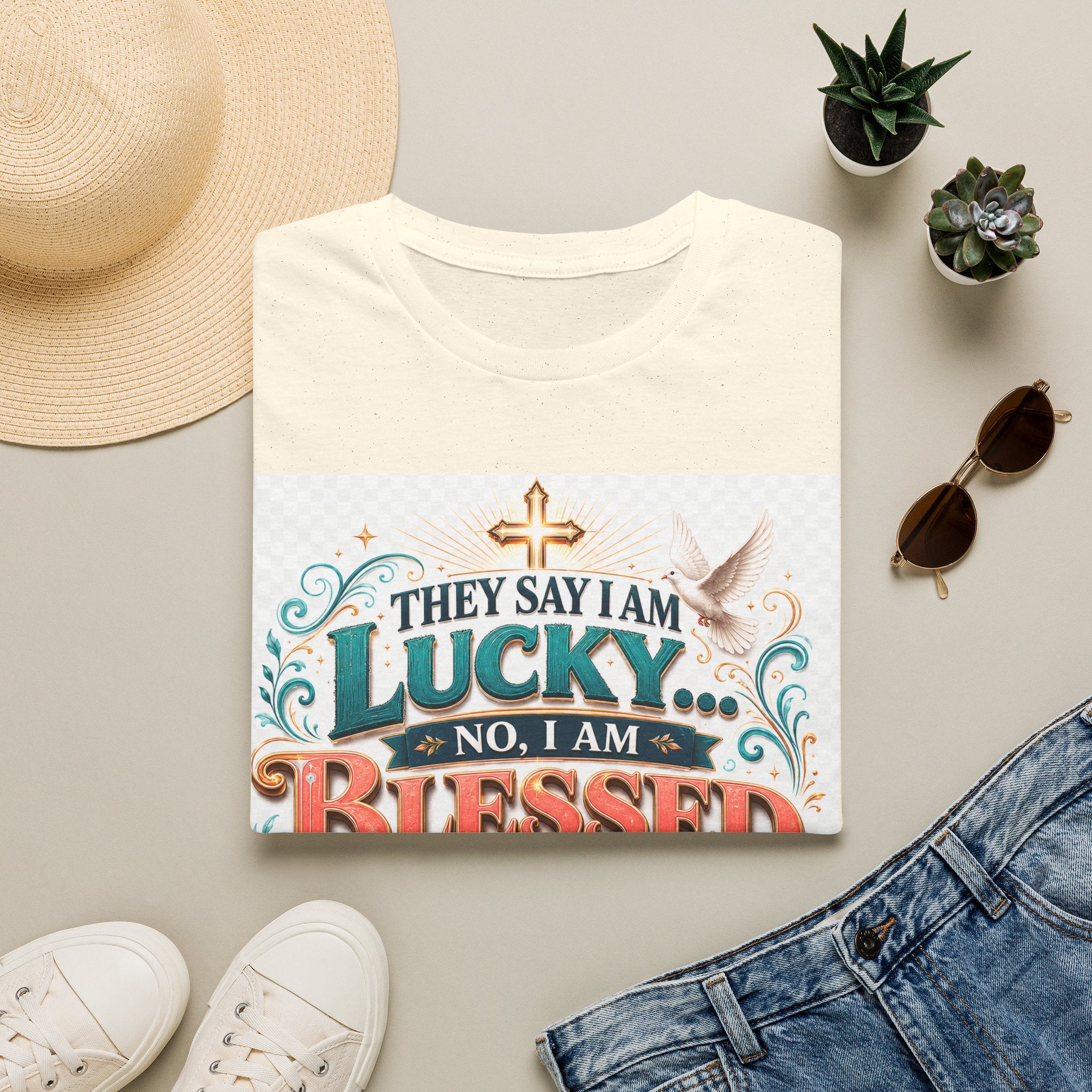 They Say I Am Lucky No, I Am Blessed T-Shirt — Christian Faith Tee