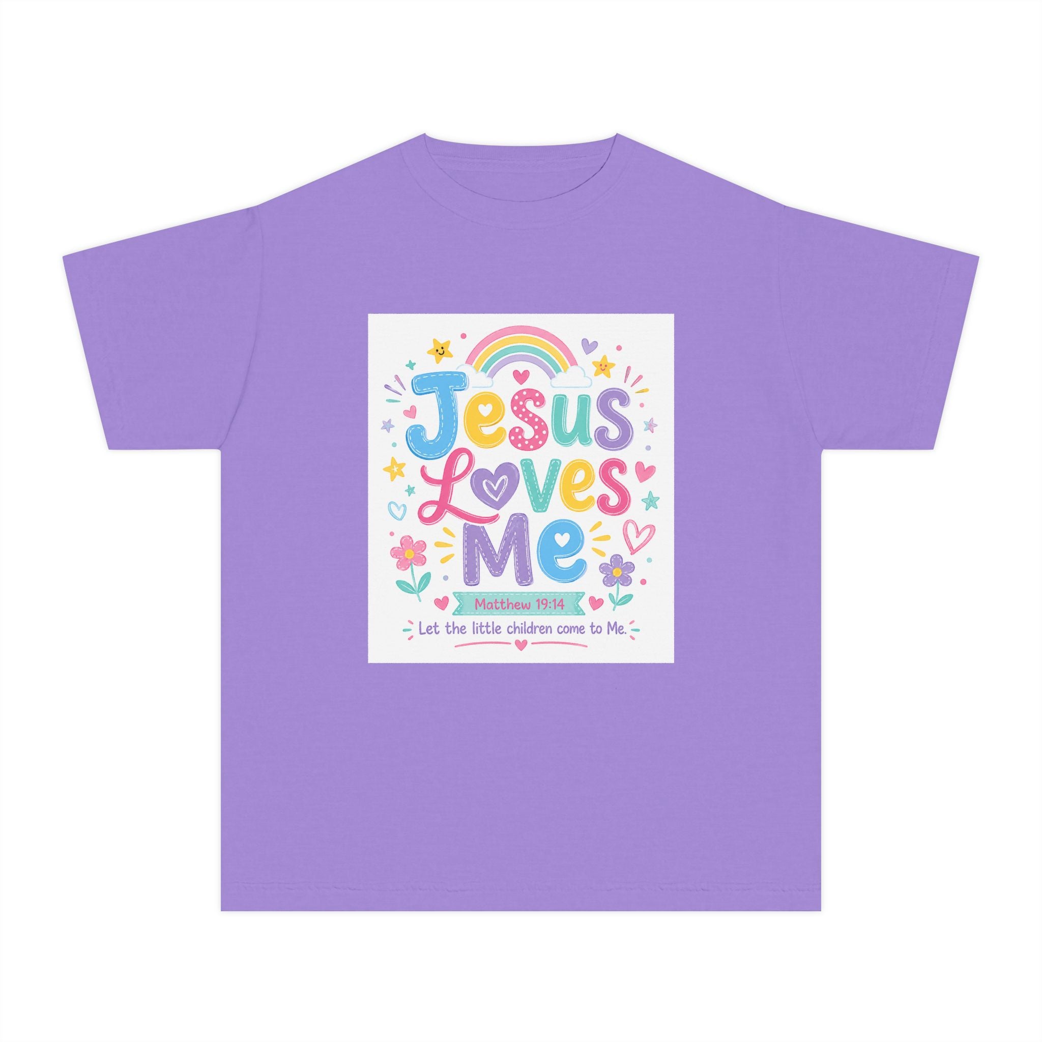 Youth Tee - "Jesus Loves Me" Colorful Kids Christian Graphic Shirt
