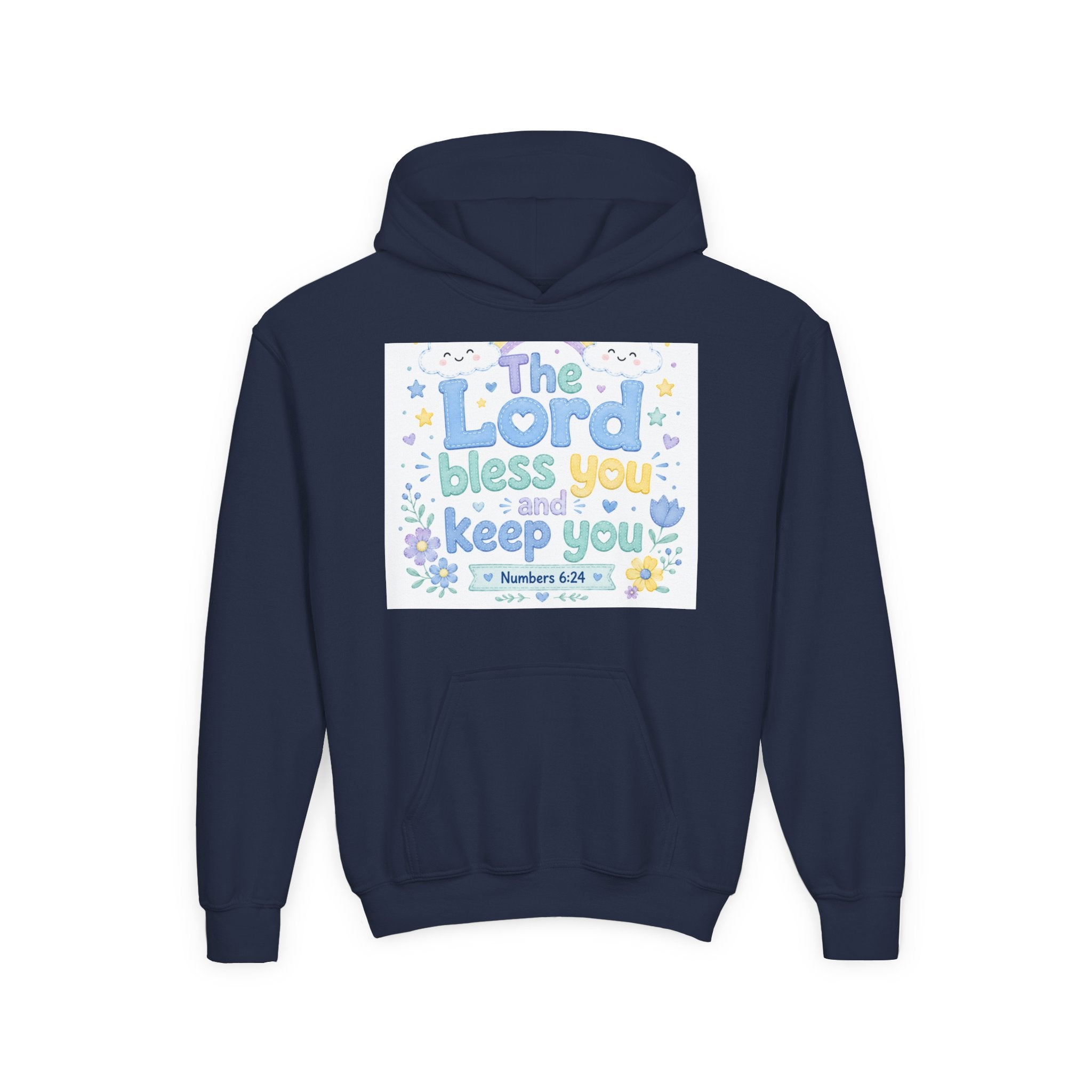Youth Hoodie — "The Lord Bless You and Keep You" Scripture Sweatshirt (Numbers 6:24)