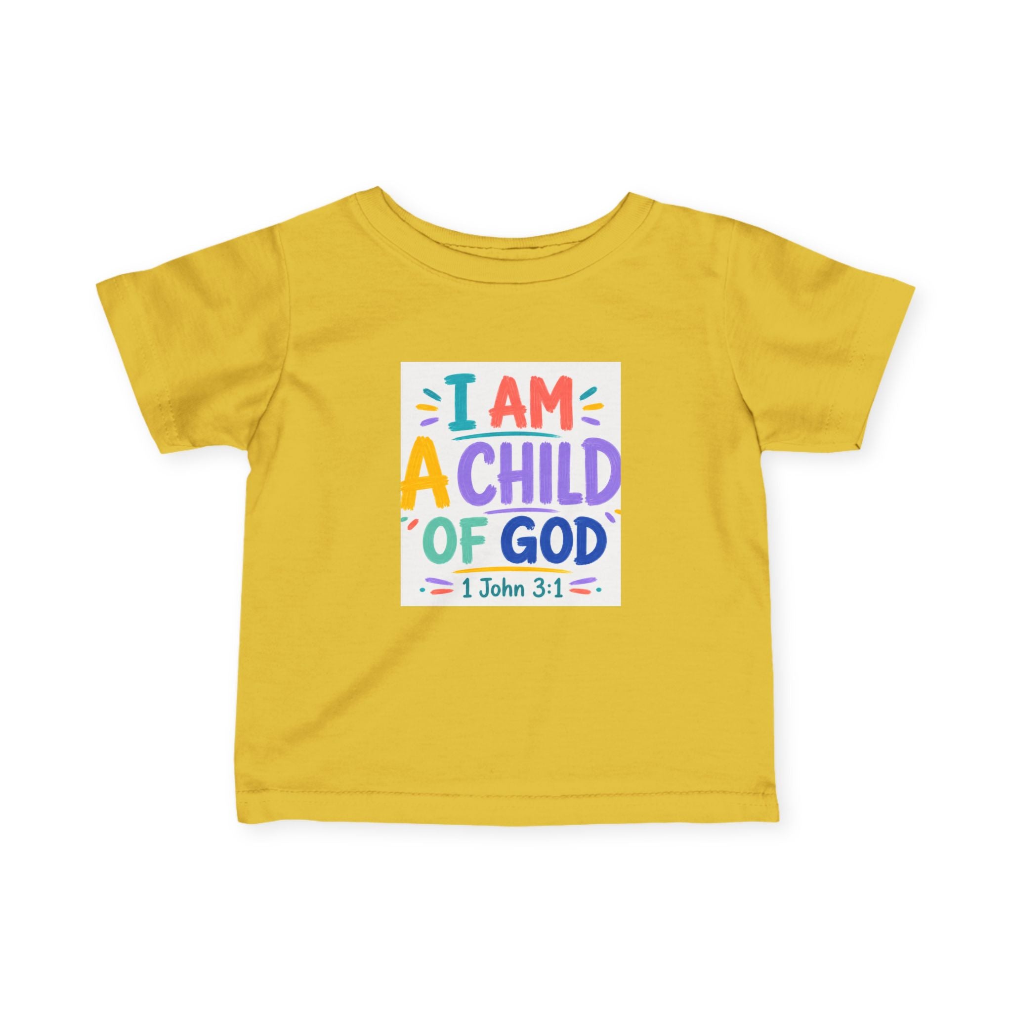 Infant Tee — "I Am A Child of God" Colorful Christian Baby Shirt (1 John 3:1)
