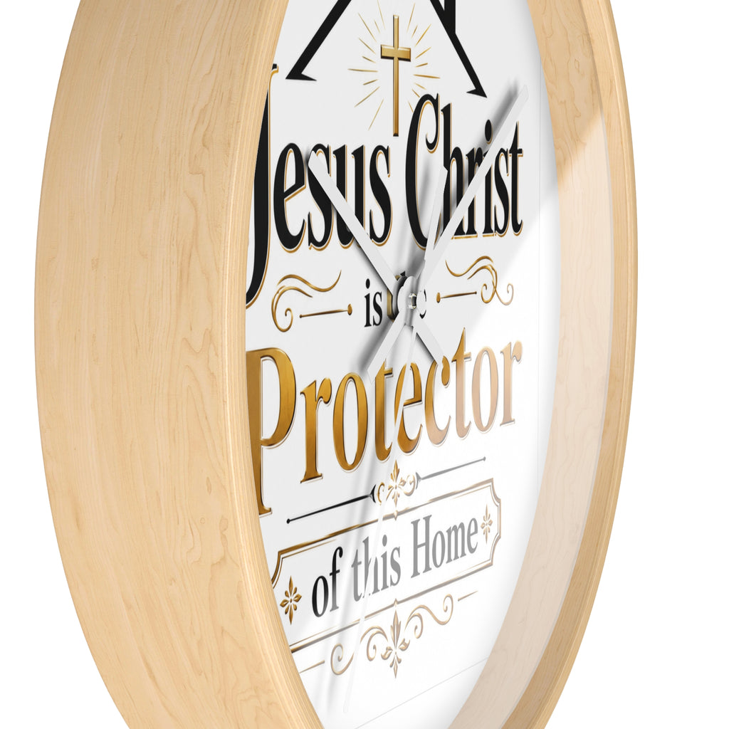 Jesus Christ Protector of This Home Wall Clock — Christian Home Décor