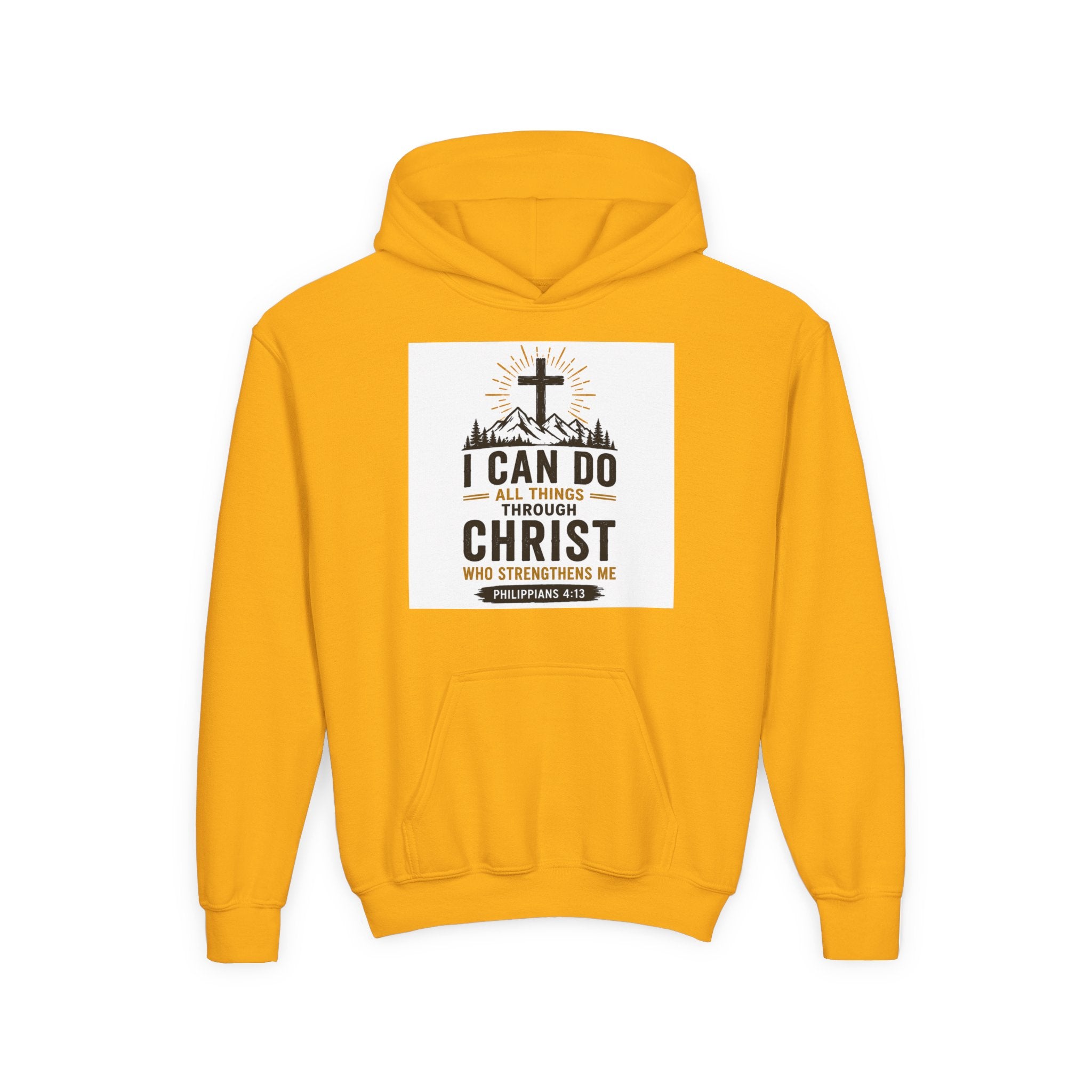 Christian Youth Hoodie - "I Can Do All Things Through Christ" Faith Pullover