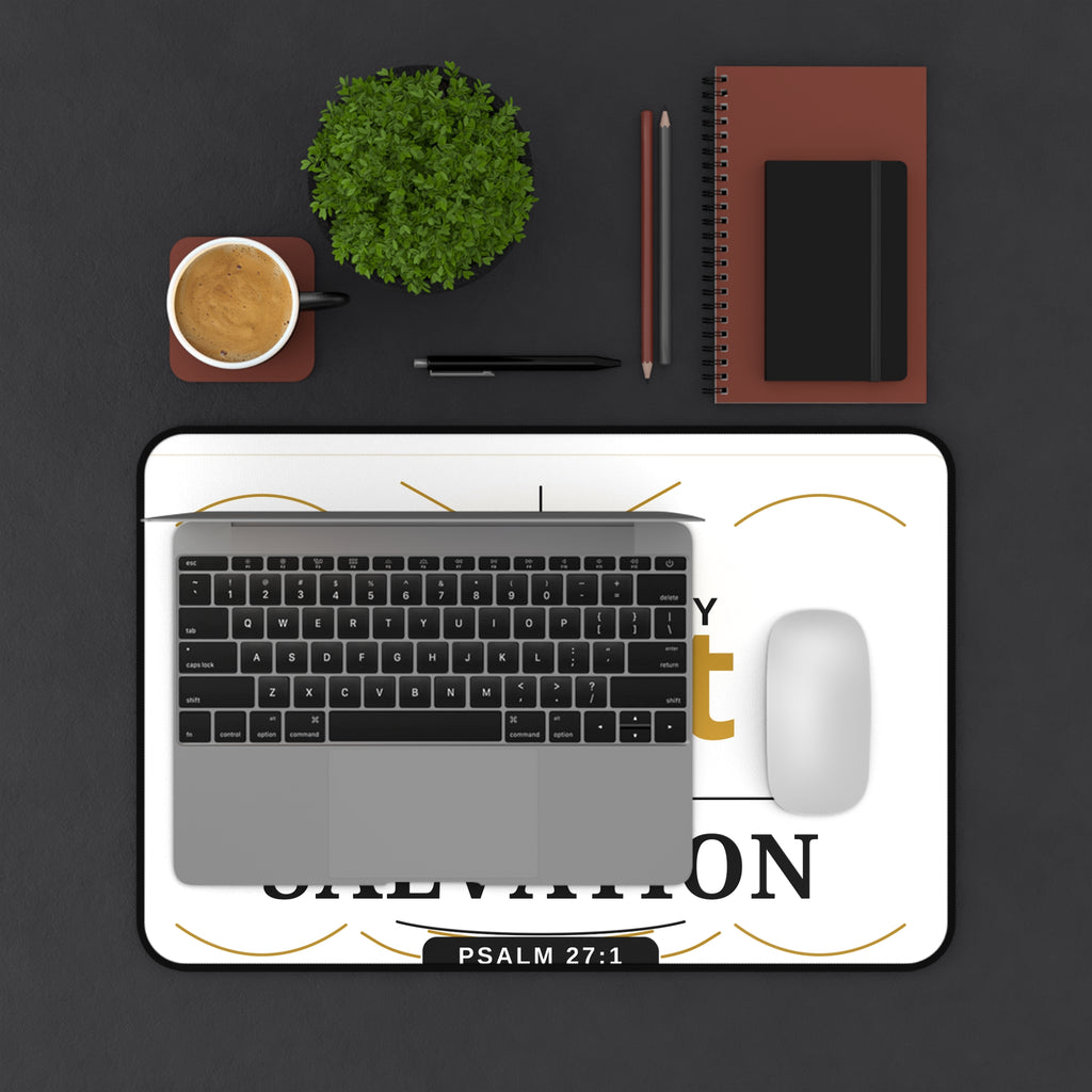Desk Mat — "The Lord Is My Light and My Salvation" Psalm 27:1 Christian Office Mat