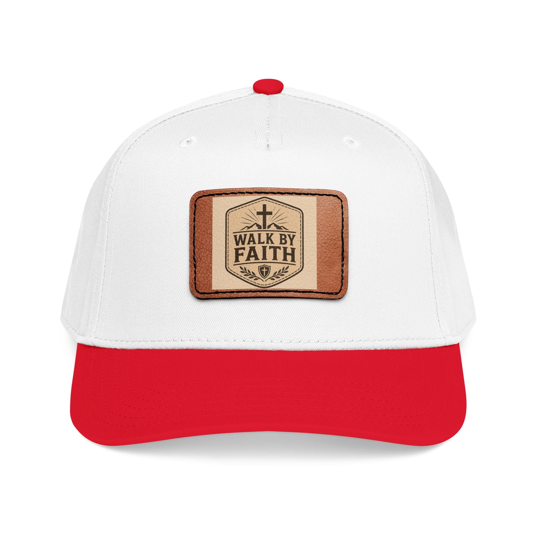 Mid Profile Baseball Cap with Leather Patch (Rectangle)
