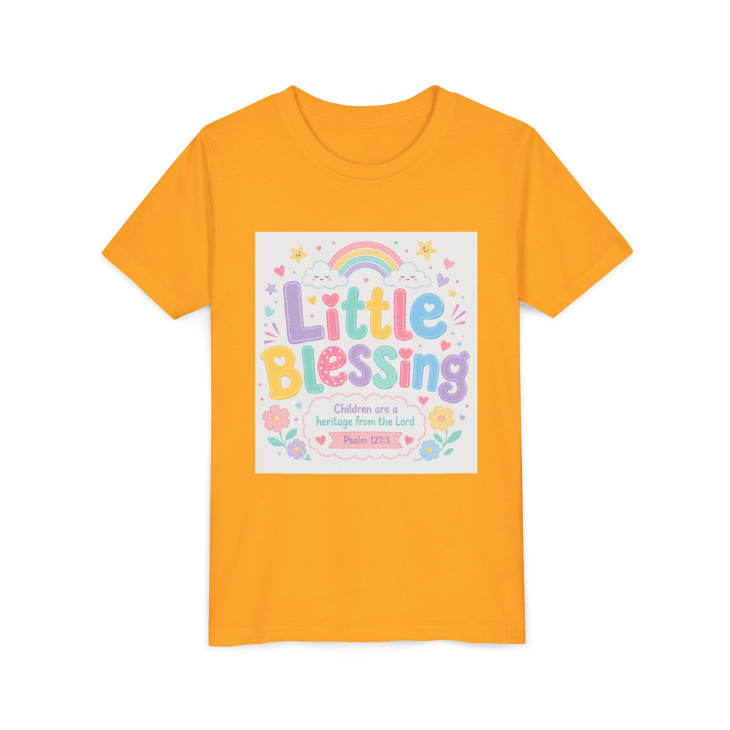 Youth Tee — “Little Blessing” Pastel Rainbow Kids T-Shirt