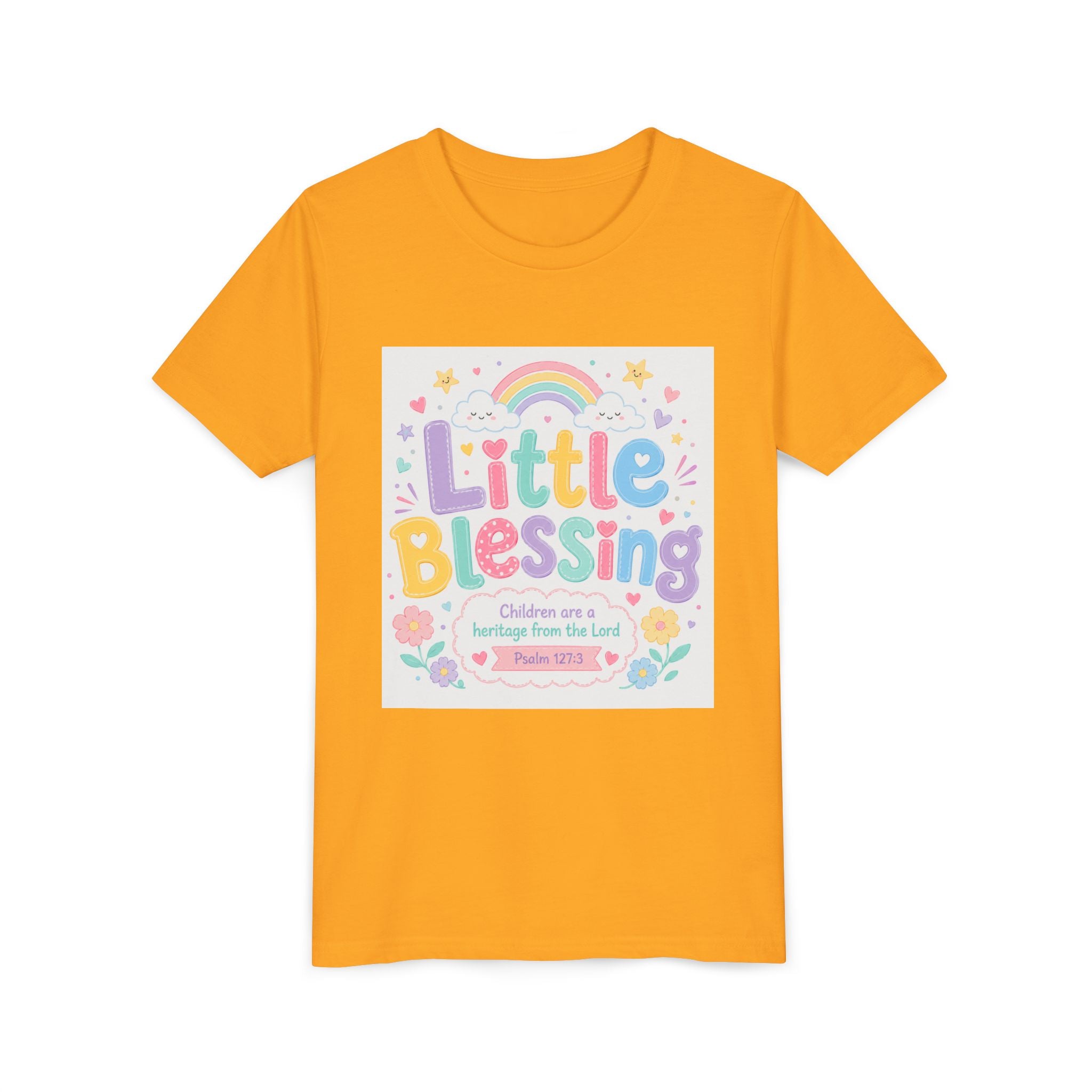 Youth Tee — “Little Blessing” Pastel Rainbow Kids T-Shirt