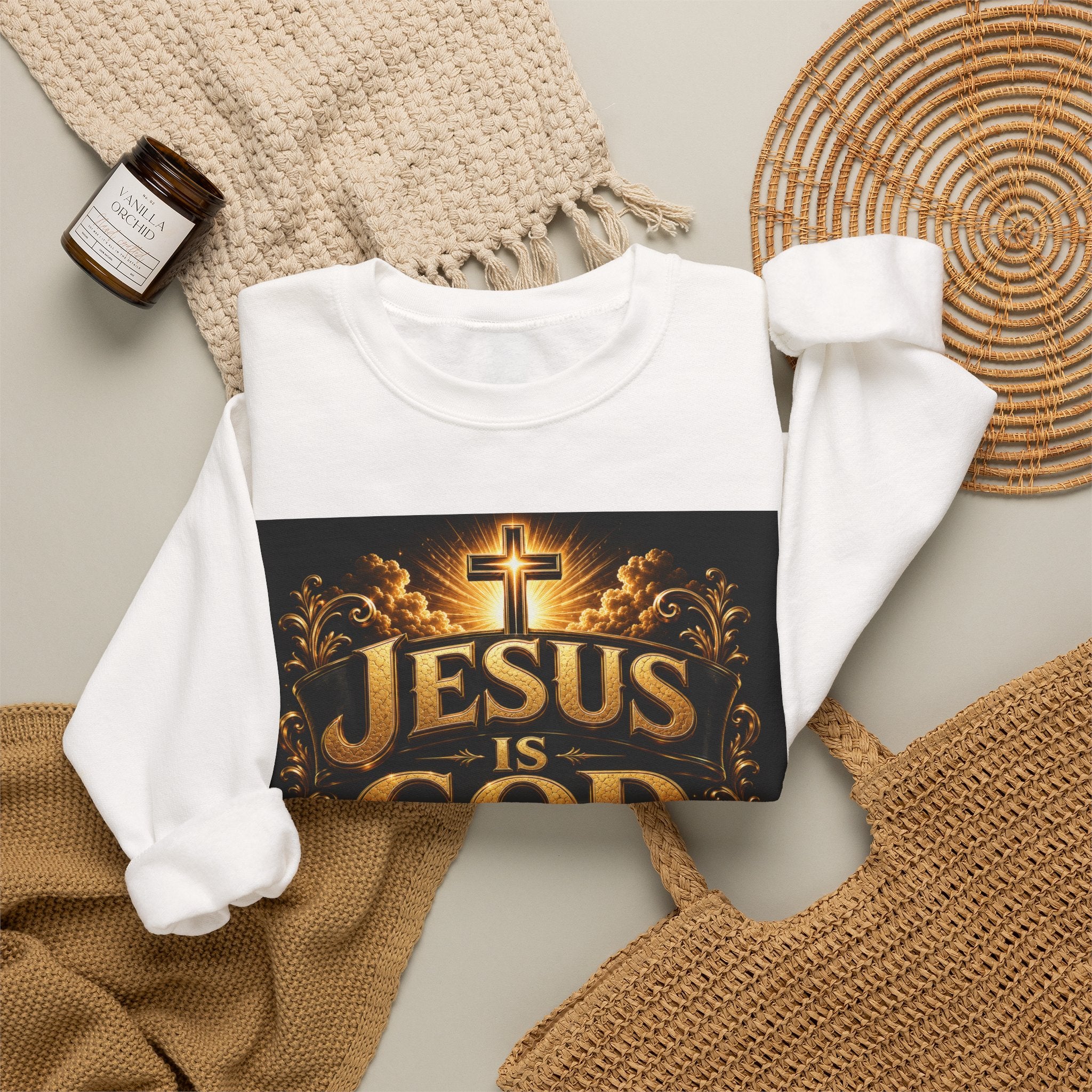 Jesus Is God Crewneck Sweatshirt — Christian Faith Graphic Sweatshirt