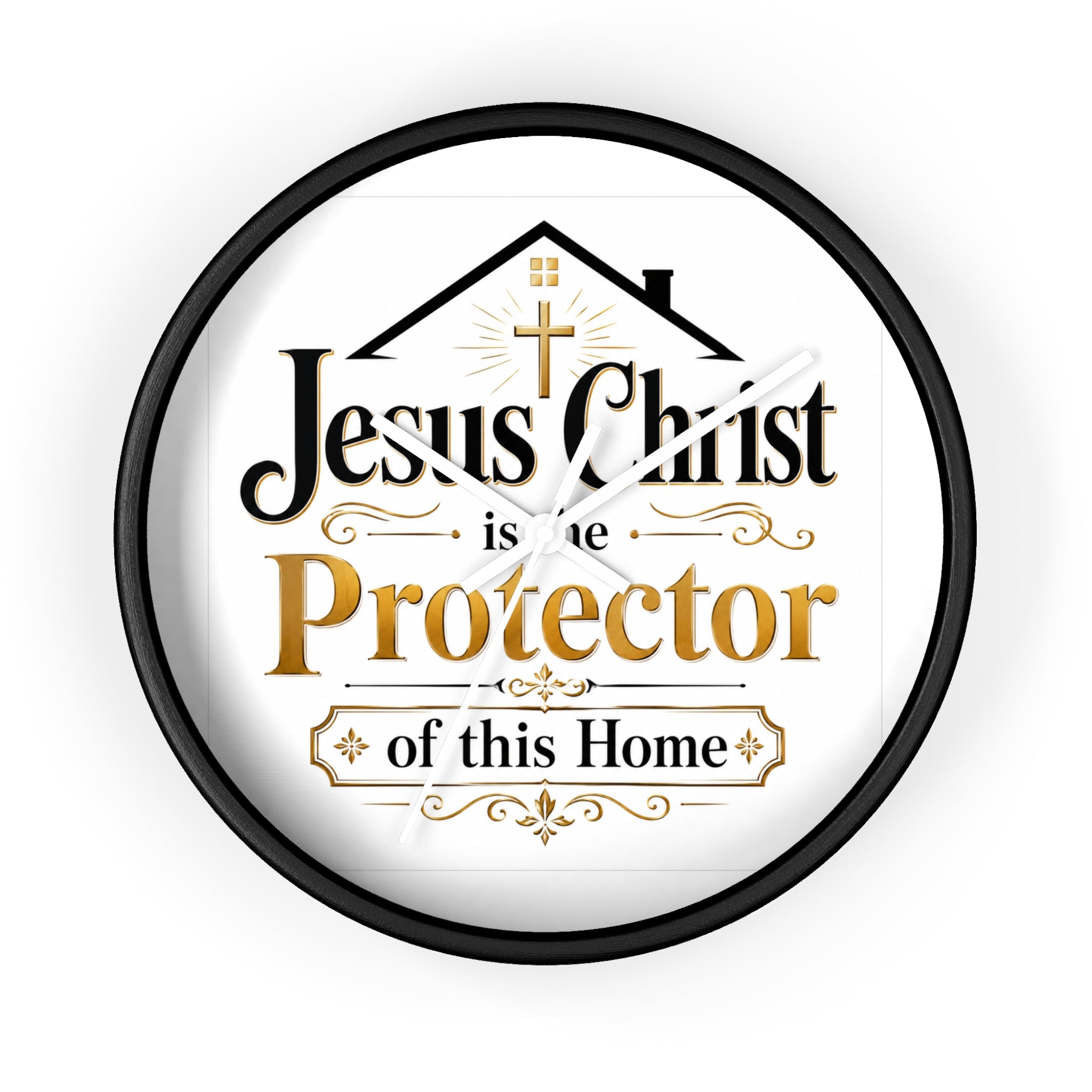 Jesus Christ Protector of This Home Wall Clock — Christian Home Décor