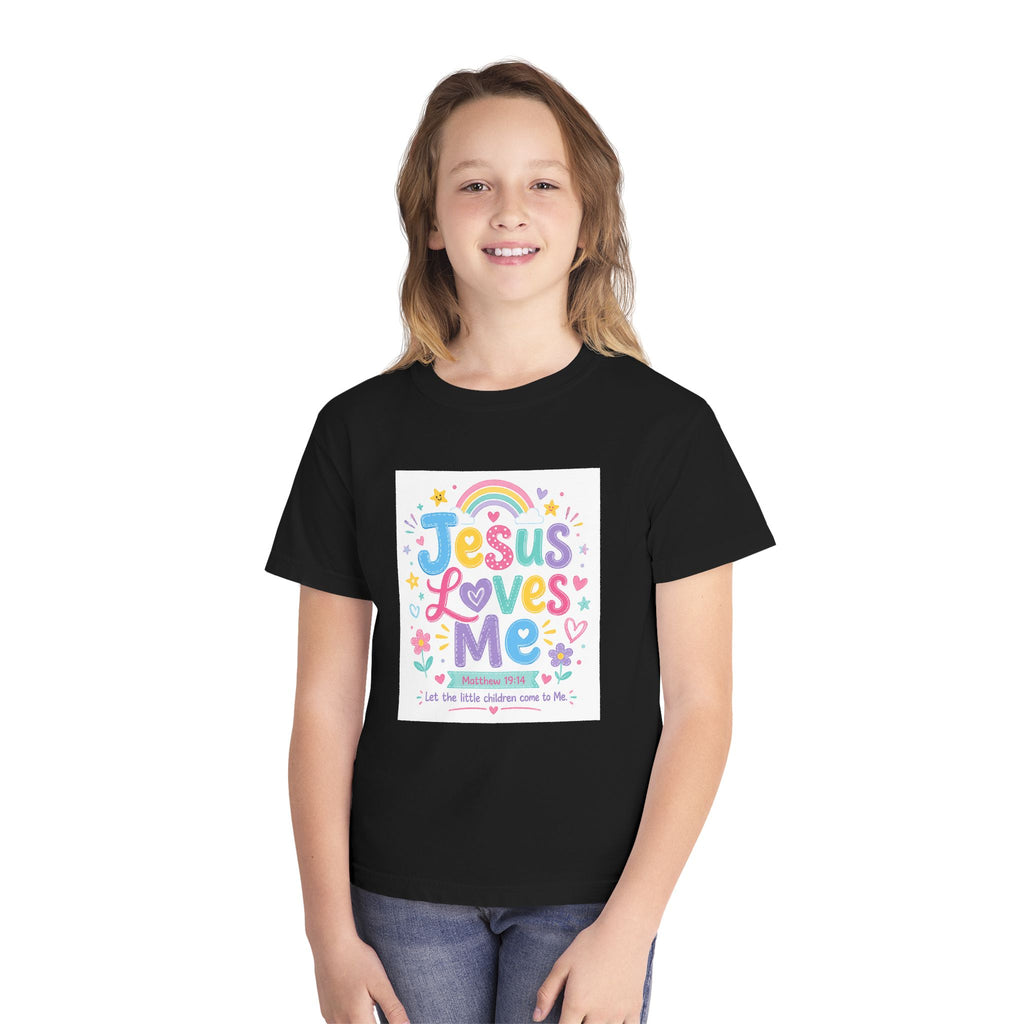 Youth Tee - "Jesus Loves Me" Colorful Kids Christian Graphic Shirt