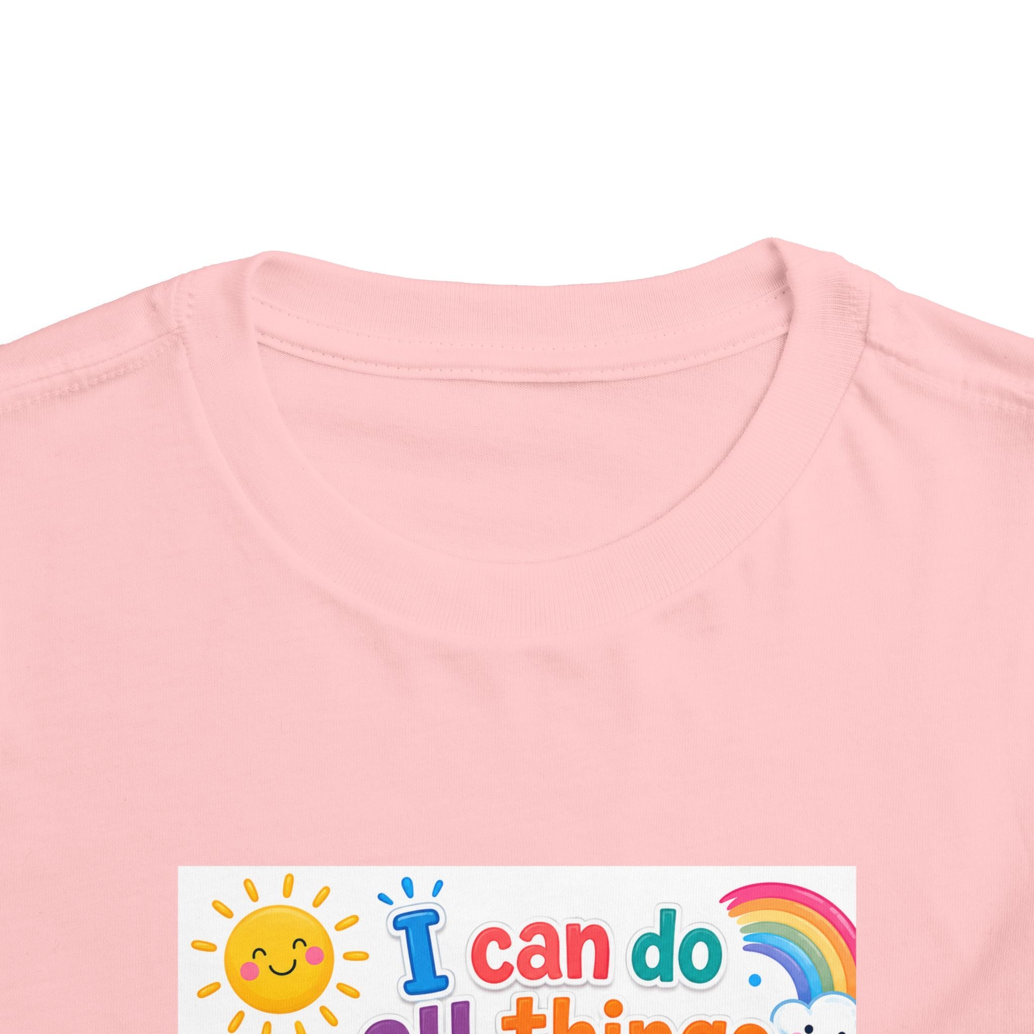 Toddler Tee — "I Can Do All Things Through Christ" Colorful Faith Shirt (Philippians 4:13)