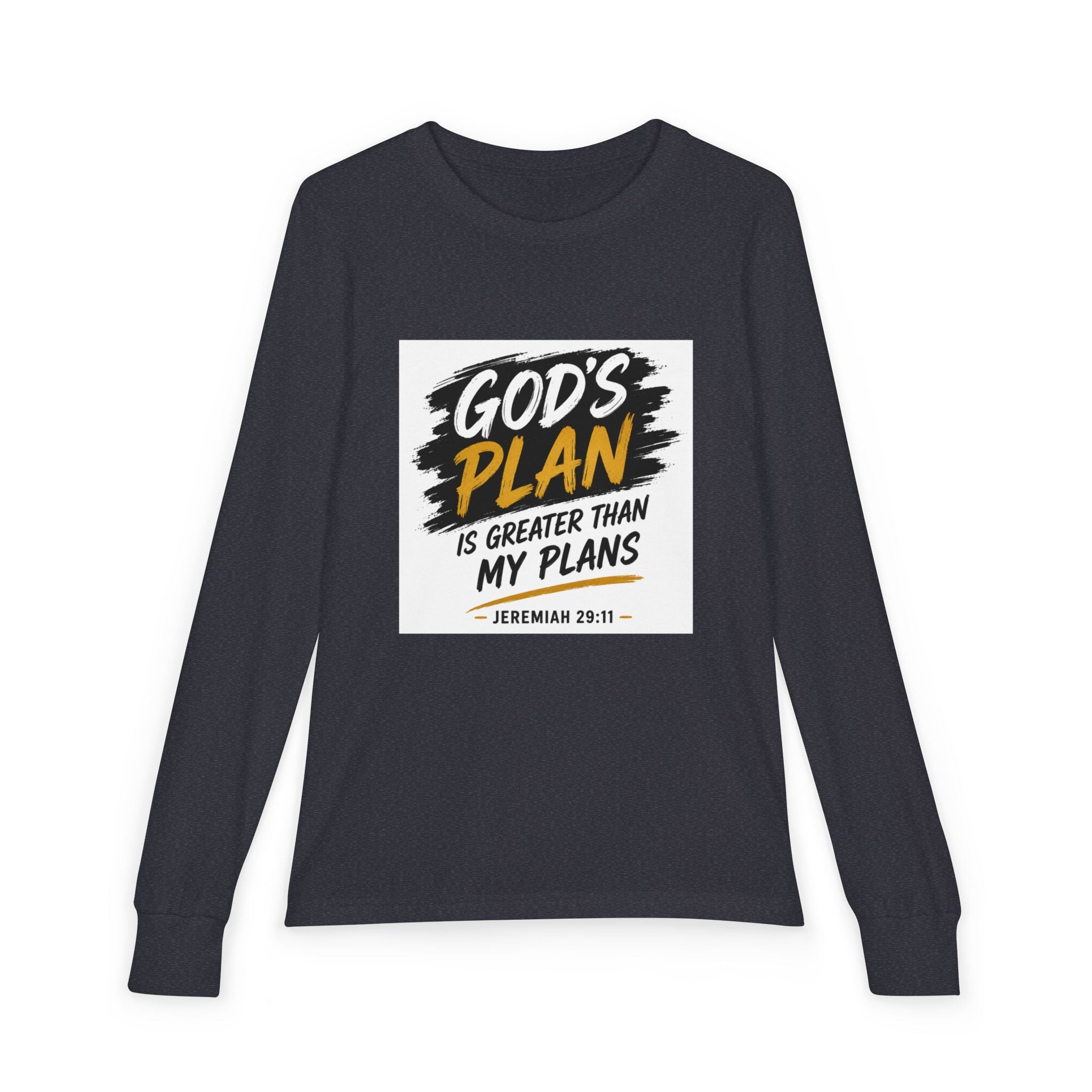God's Plan Youth Long Sleeve Tee — "God's Plan Is Greater Than My Plans" Christian Kids Shirt
