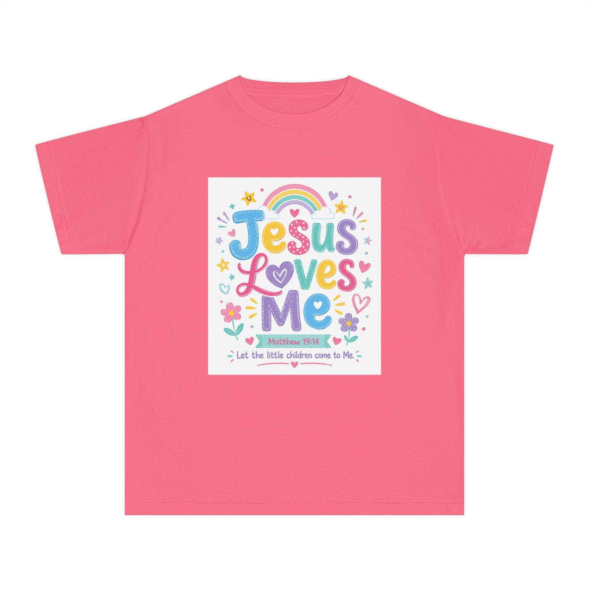 Youth Tee - "Jesus Loves Me" Colorful Kids Christian Graphic Shirt