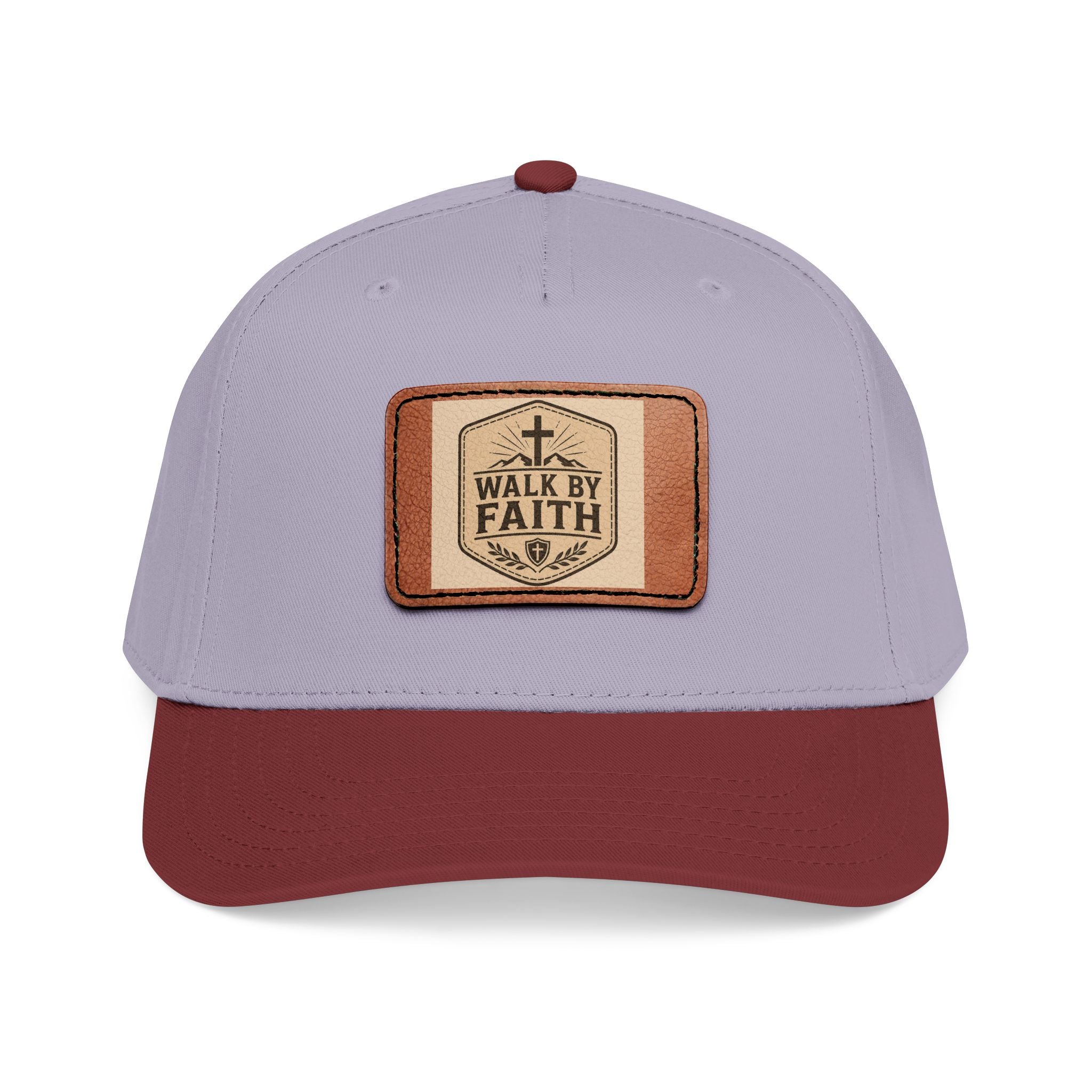 Mid Profile Baseball Cap with Leather Patch (Rectangle)