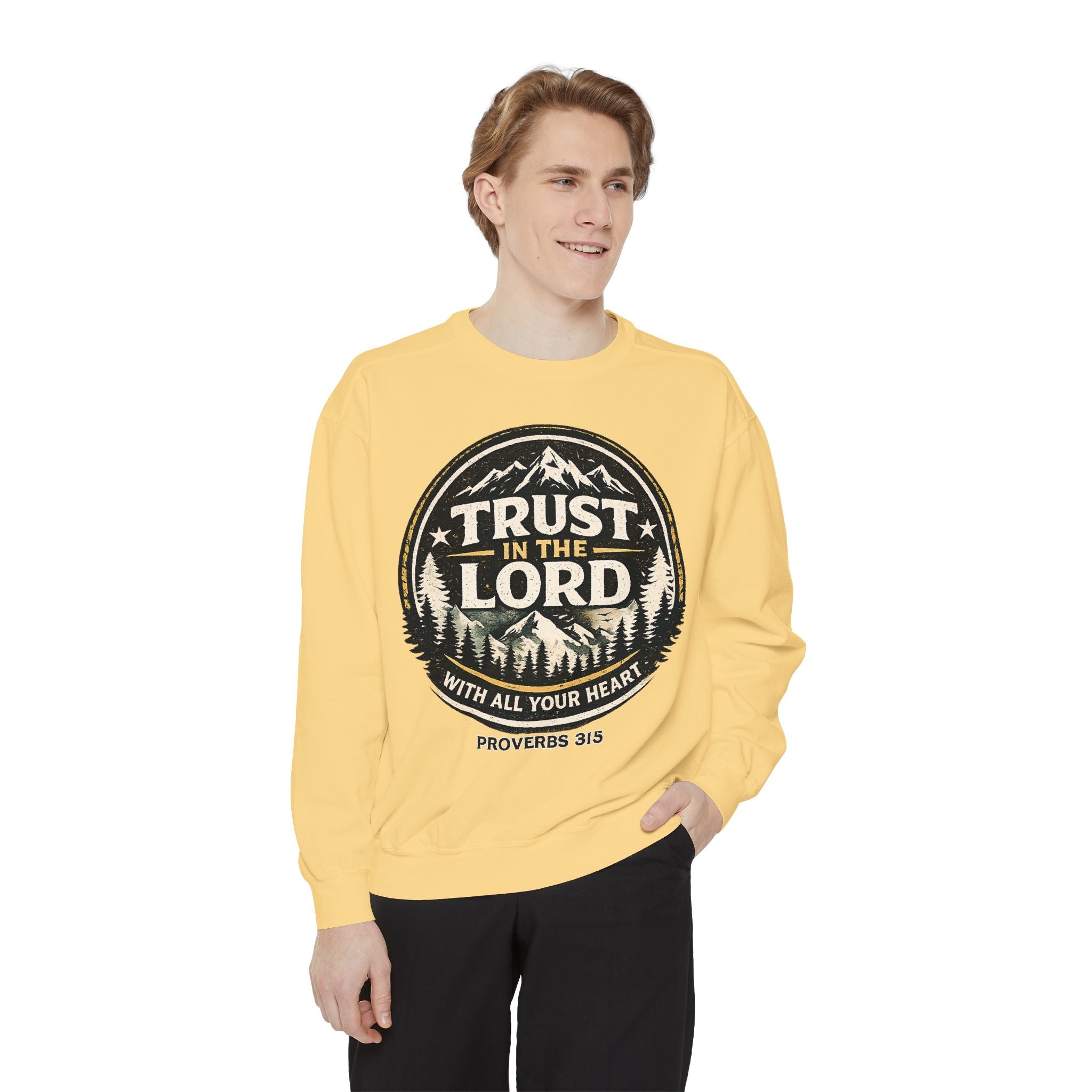 Trust in the Lord Sweatshirt — Proverbs 3:5 Faith Graphic Crewneck