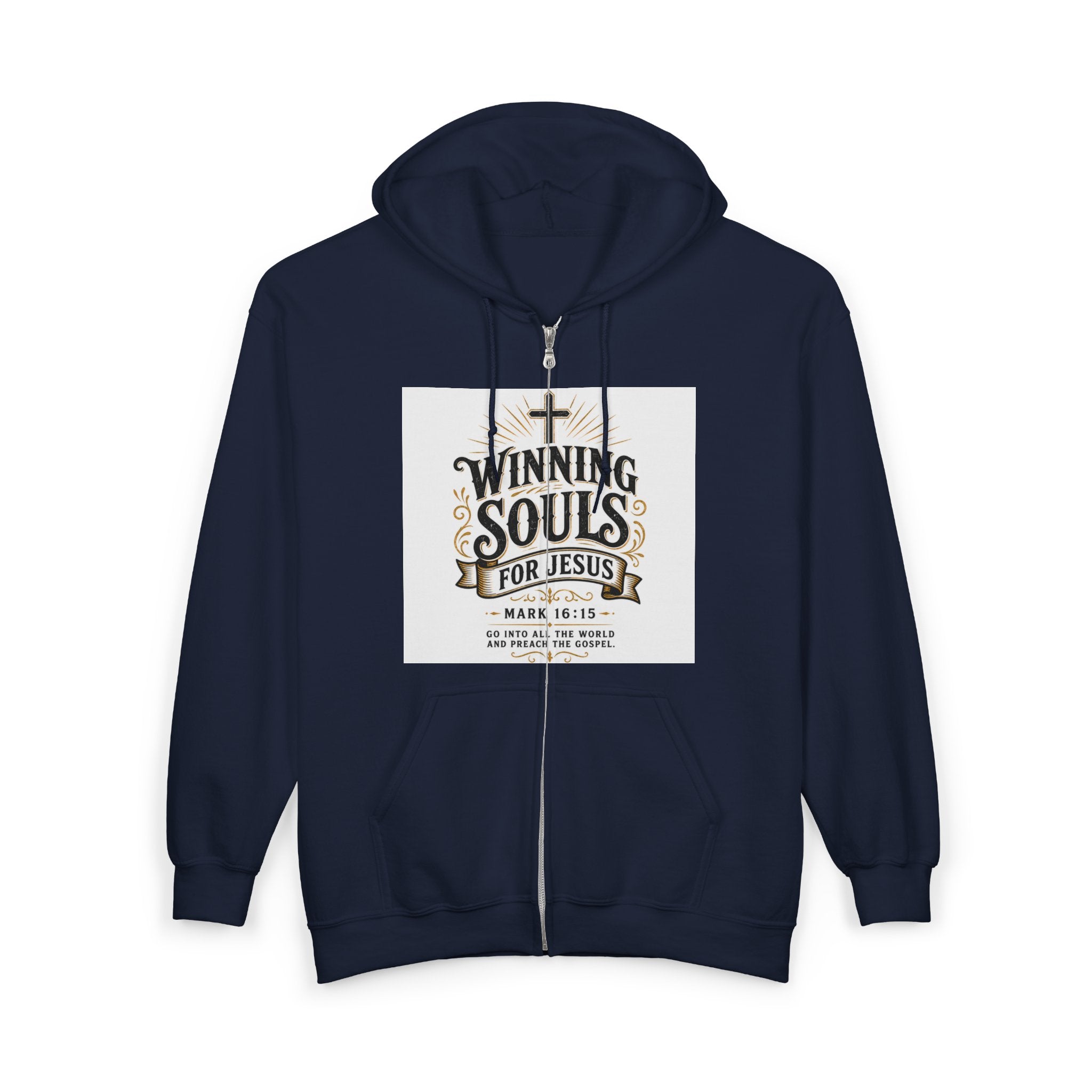 Christian Zip Hoodie — "Winning Souls for Jesus" Faith Ministry Sweatshirt
