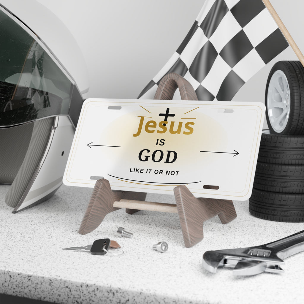 Jesus Is God Vanity Plate — Christian License Plate with Bold Faith Message
