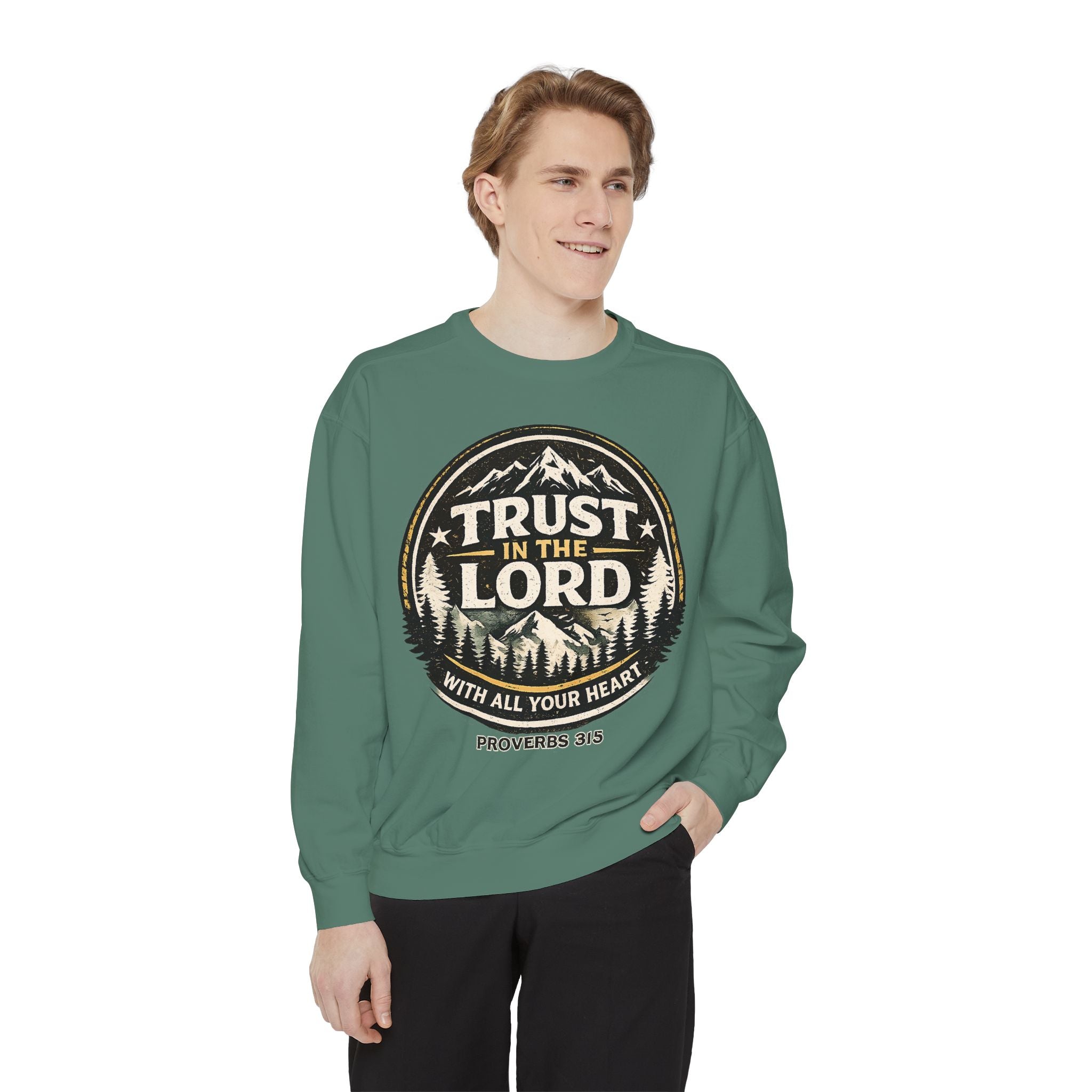 Trust in the Lord Sweatshirt — Proverbs 3:5 Faith Graphic Crewneck