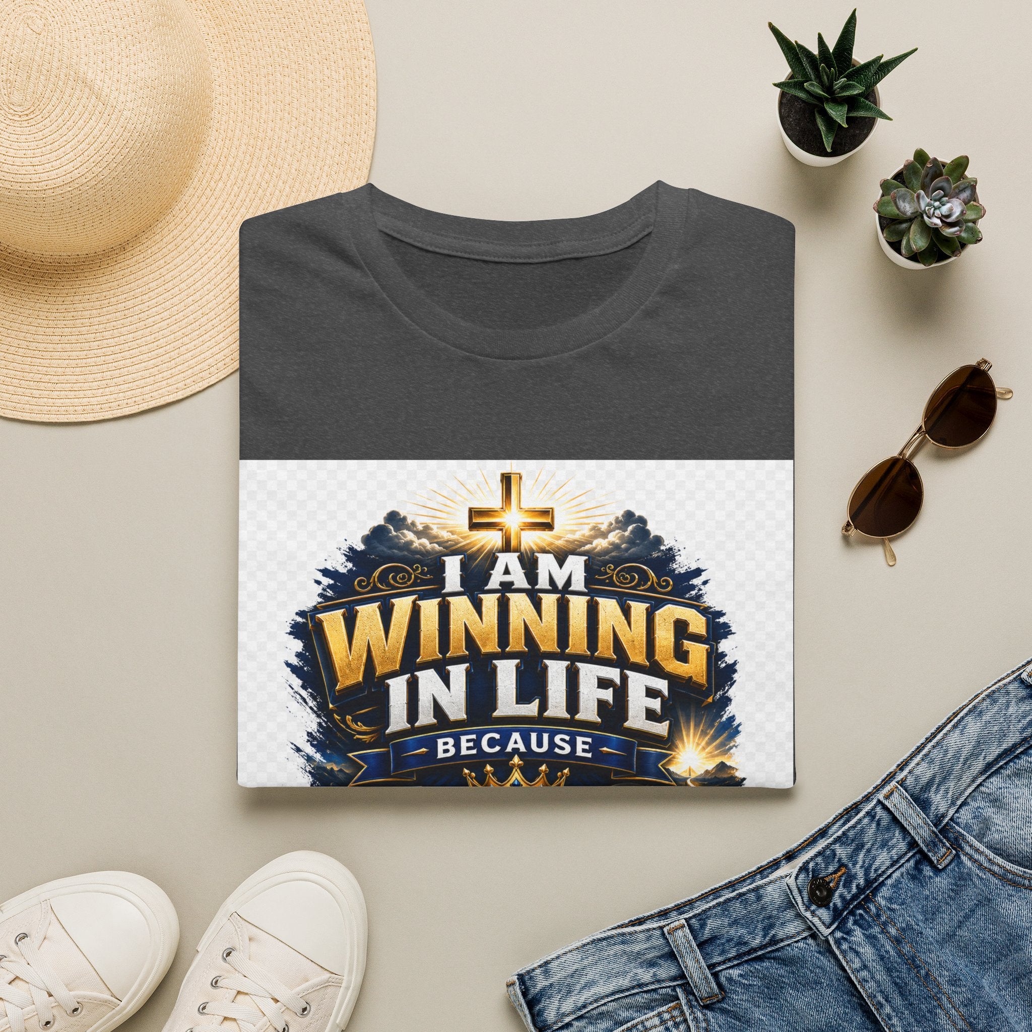 I Am Winning In Life Christian T-Shirt — "Jesus Is My Direction" Inspirational Faith Tee