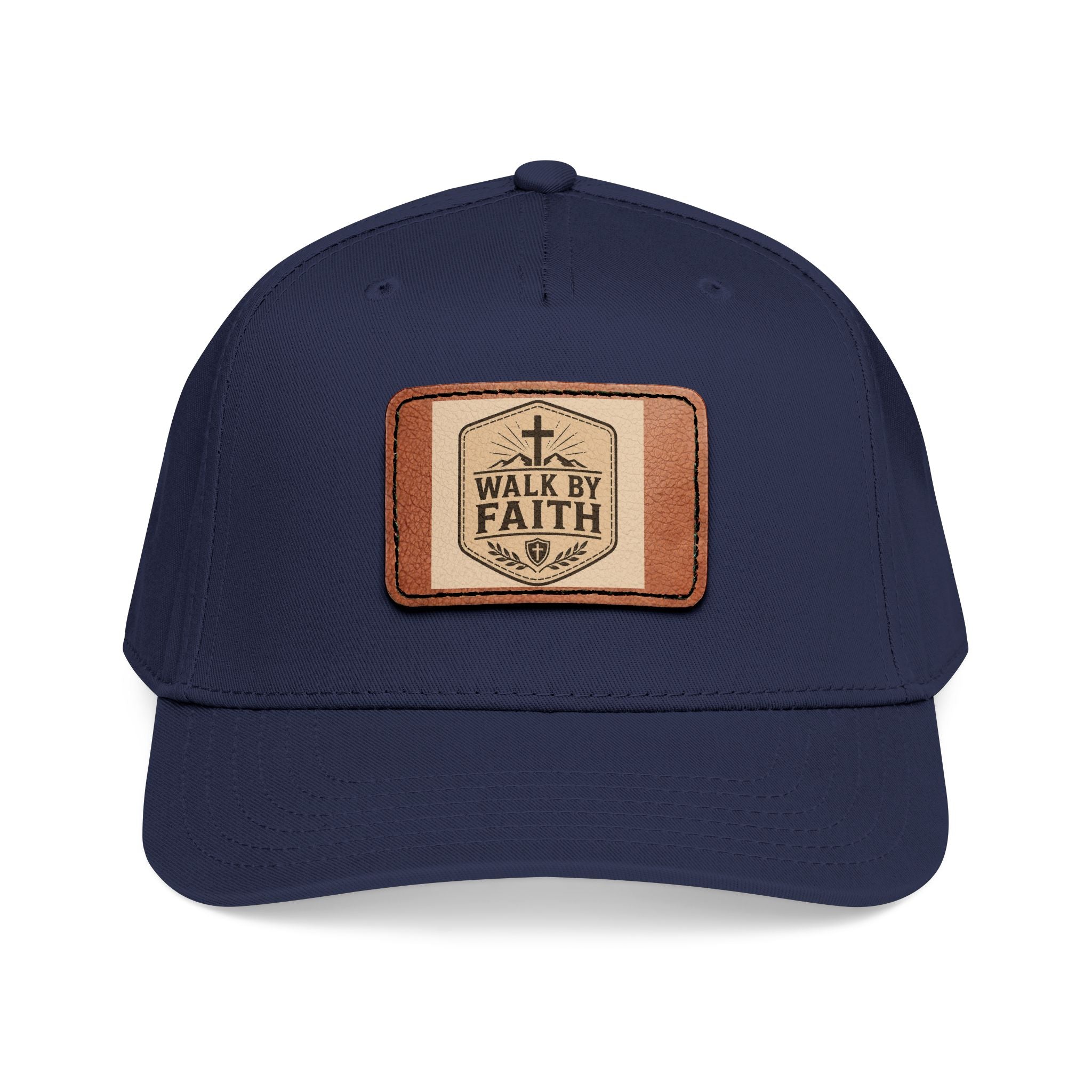 Mid Profile Baseball Cap with Leather Patch (Rectangle)