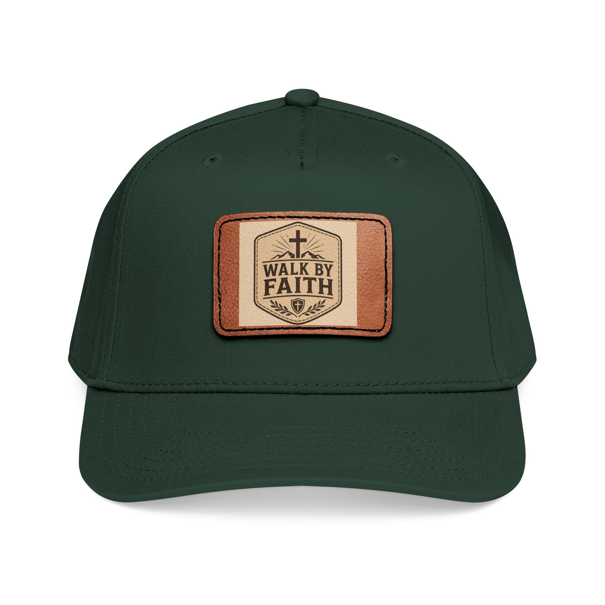 Mid Profile Baseball Cap with Leather Patch (Rectangle)